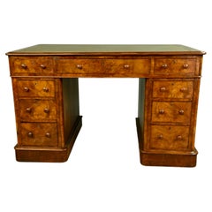 19th Century burr walnut pedestal desk