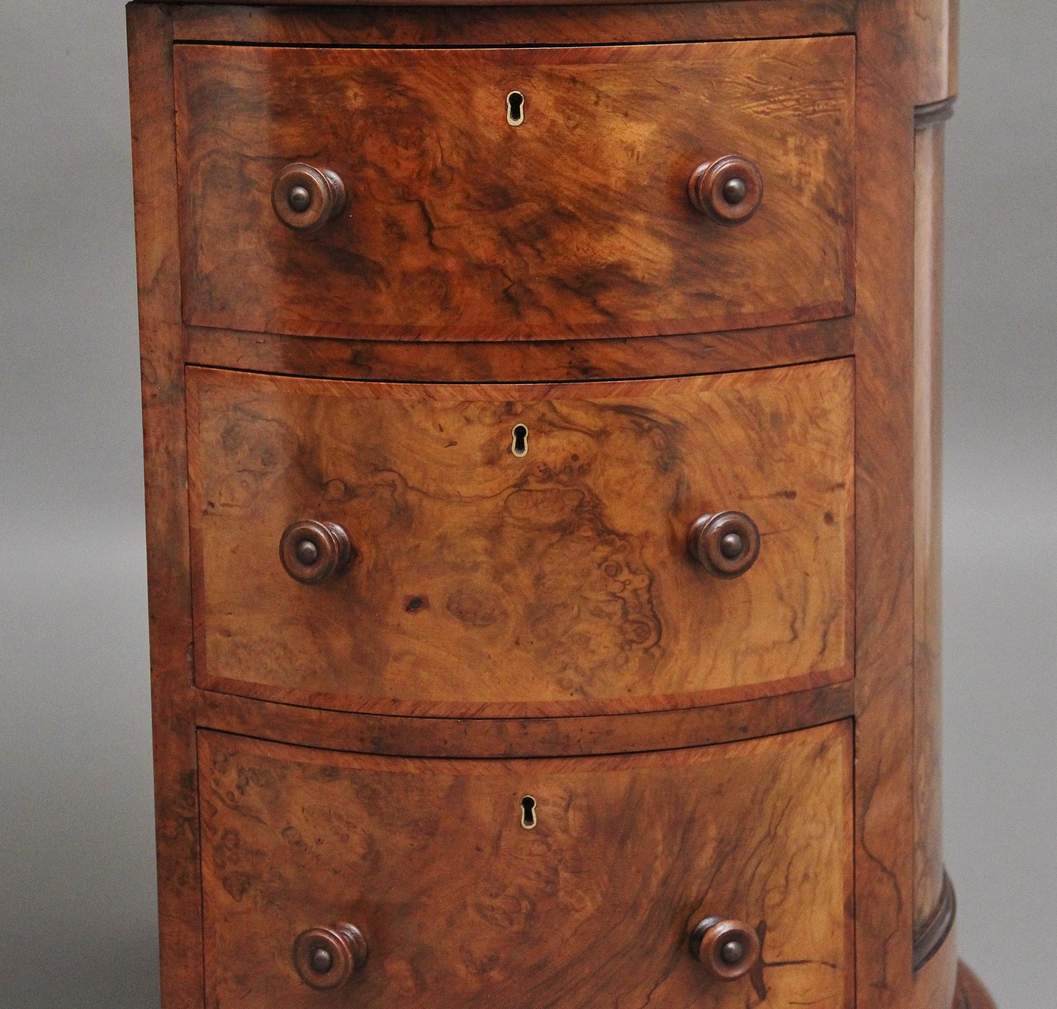 19th Century burr walnut pedestal kidney shaped desk 5
