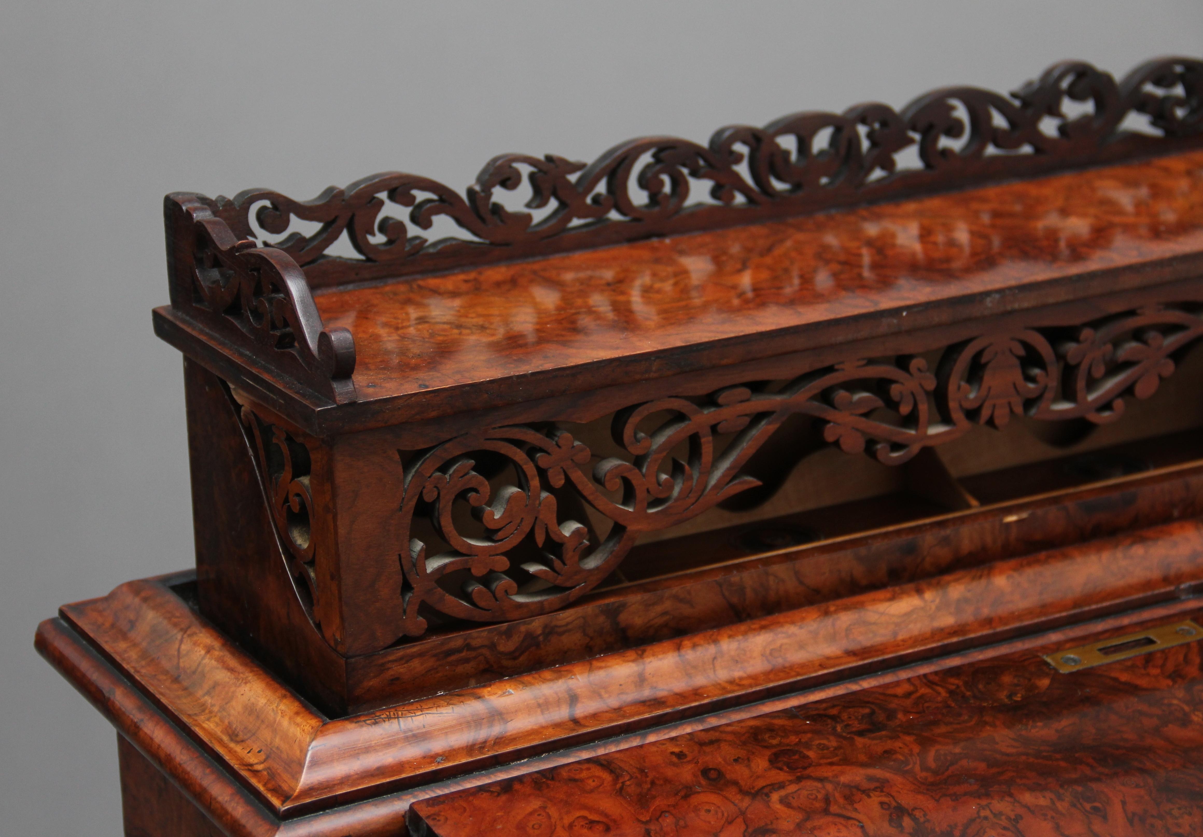 19th Century Burr Walnut Rising Top Davenport 12