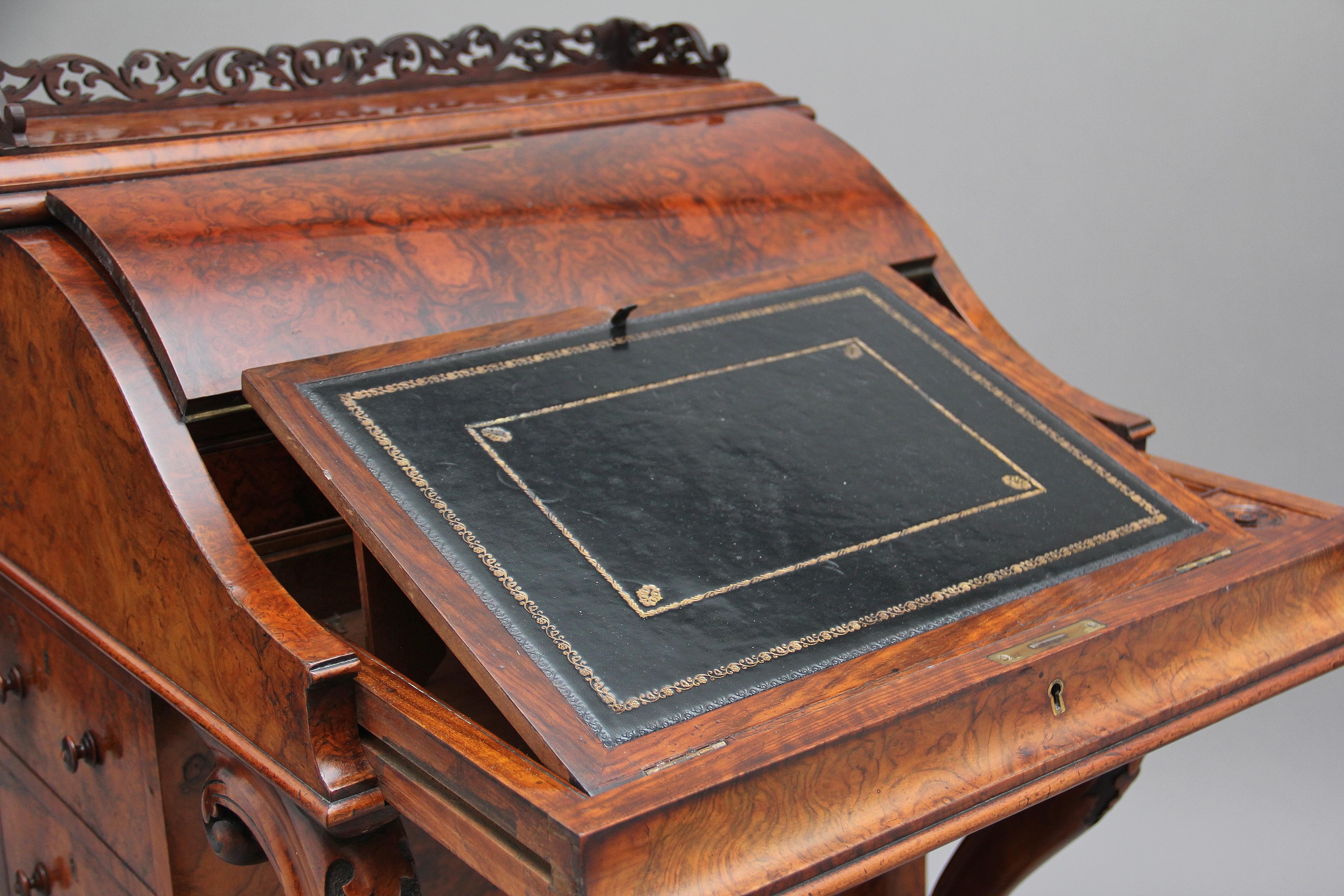 19th Century Burr Walnut Rising Top Davenport 13