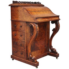 Antique 19th Century Burr Walnut Rising Top Davenport