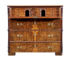 19th Century burr walnut secretaire chest of drawers