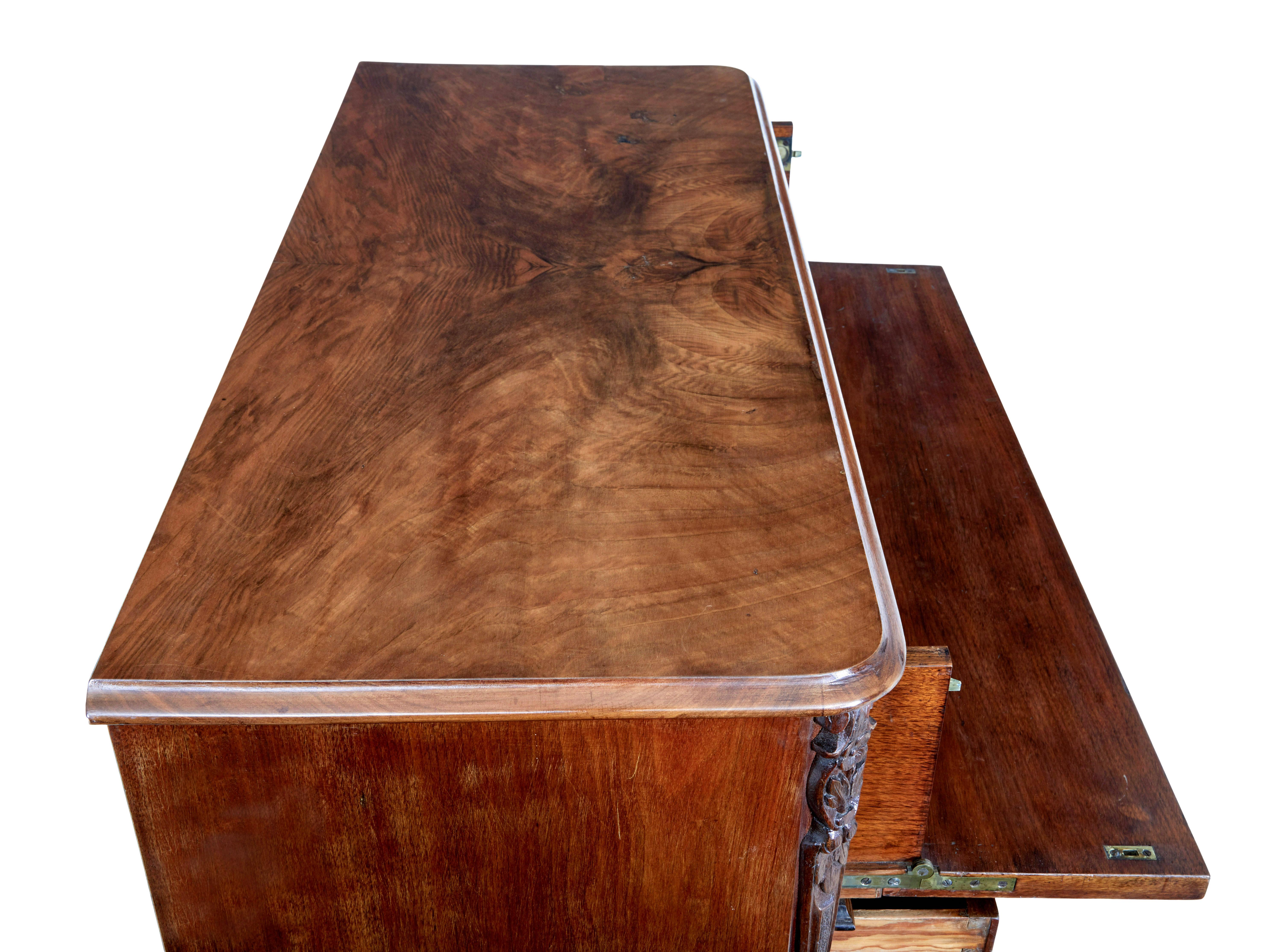 Walnut 19th Century burr walnut secretaire chest of drawers