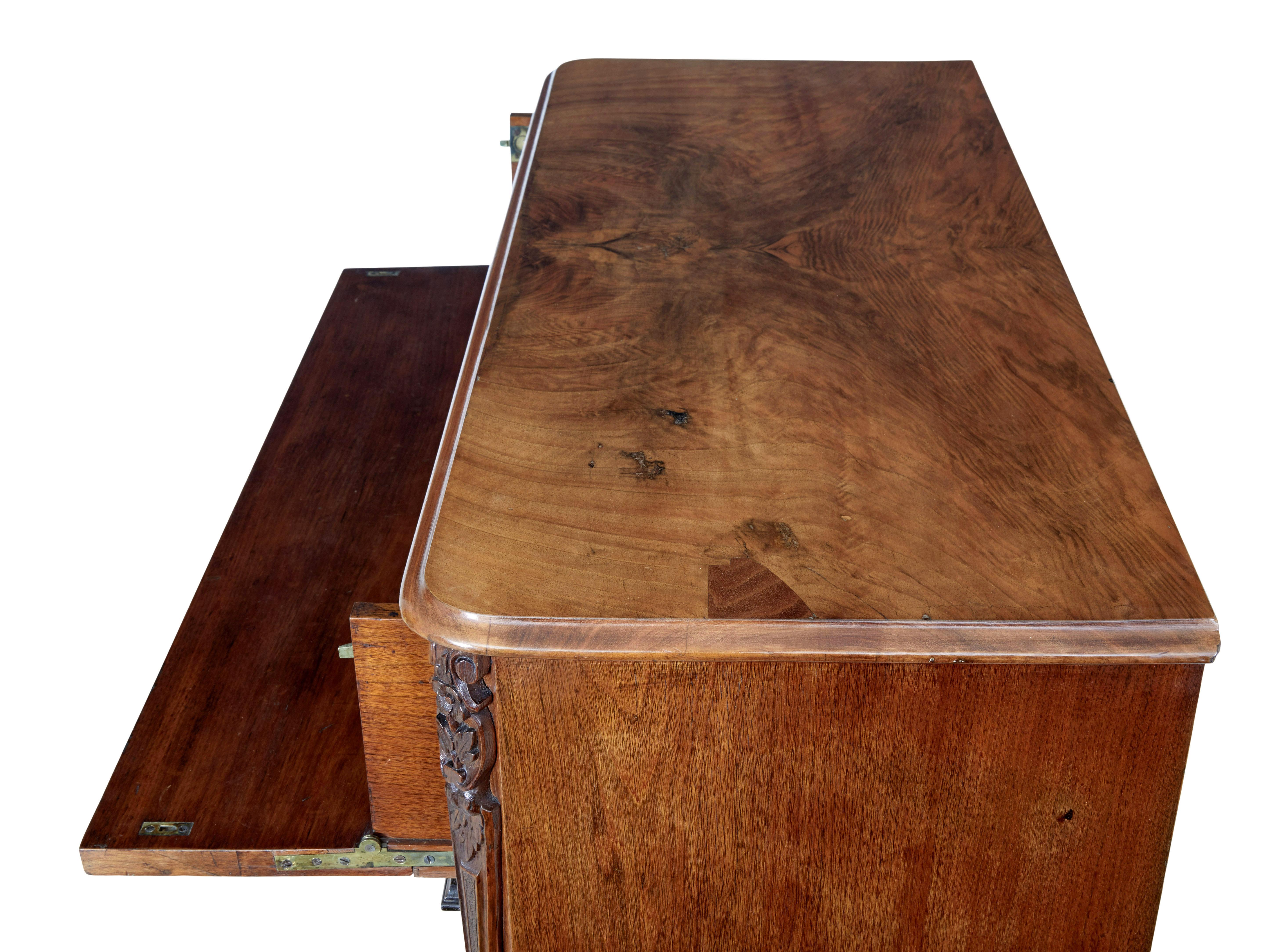 19th Century burr walnut secretaire chest of drawers 1