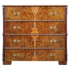 Used 19th Century burr walnut secretaire chest of drawers