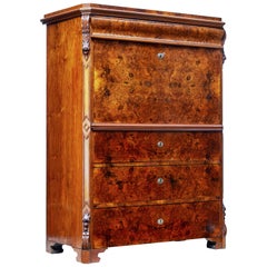 Used 19th Century Burr Walnut Secretaire