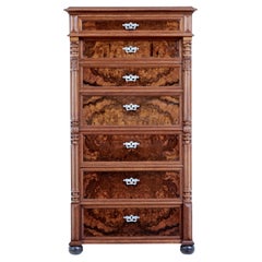 19th Century Burr Walnut Secretaire Tall Chest of Drawers