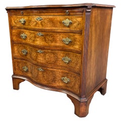 19th century burr walnut serpentine bachelors chest of drawers commode 