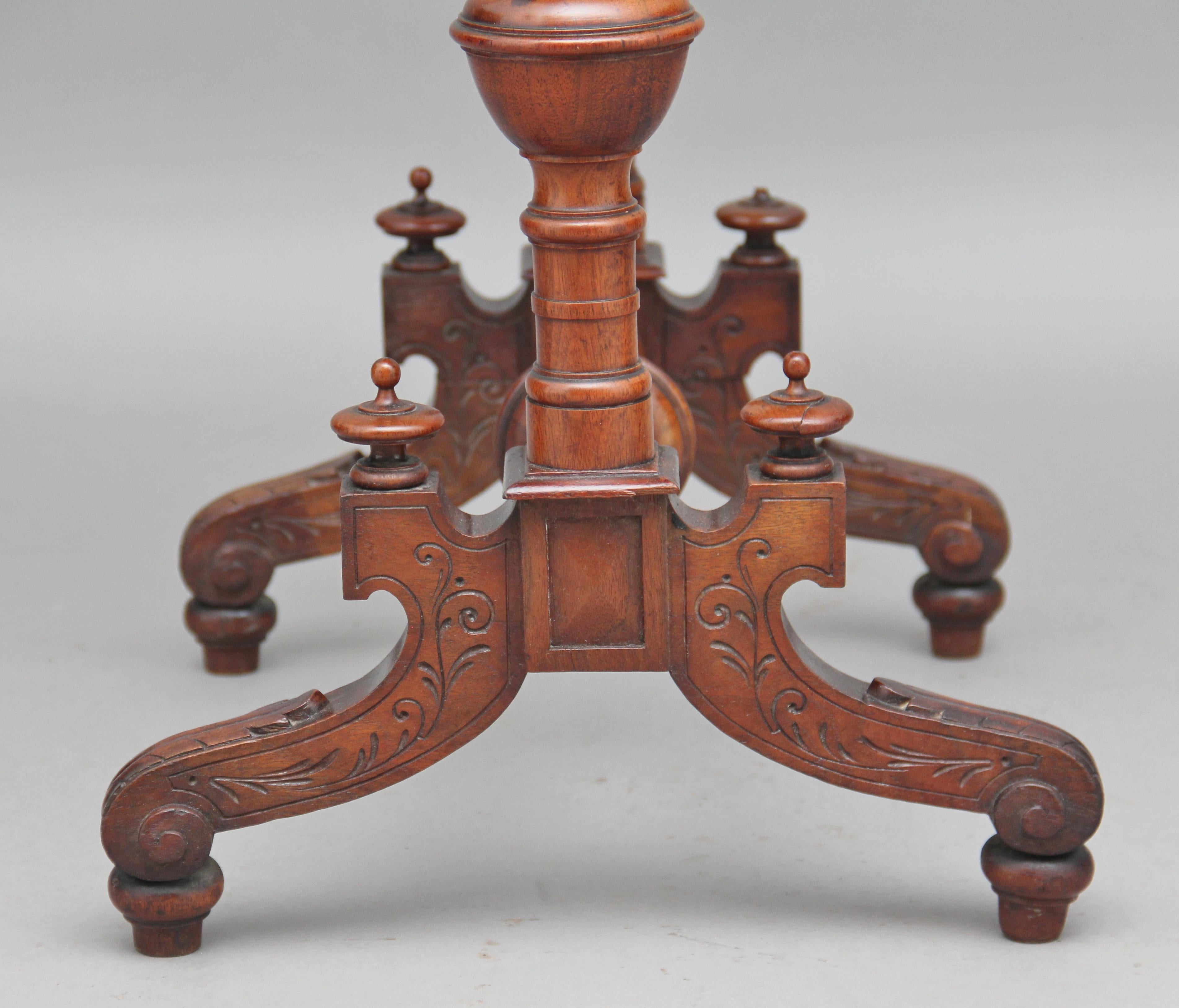 19th Century Burr Walnut Side Table 5