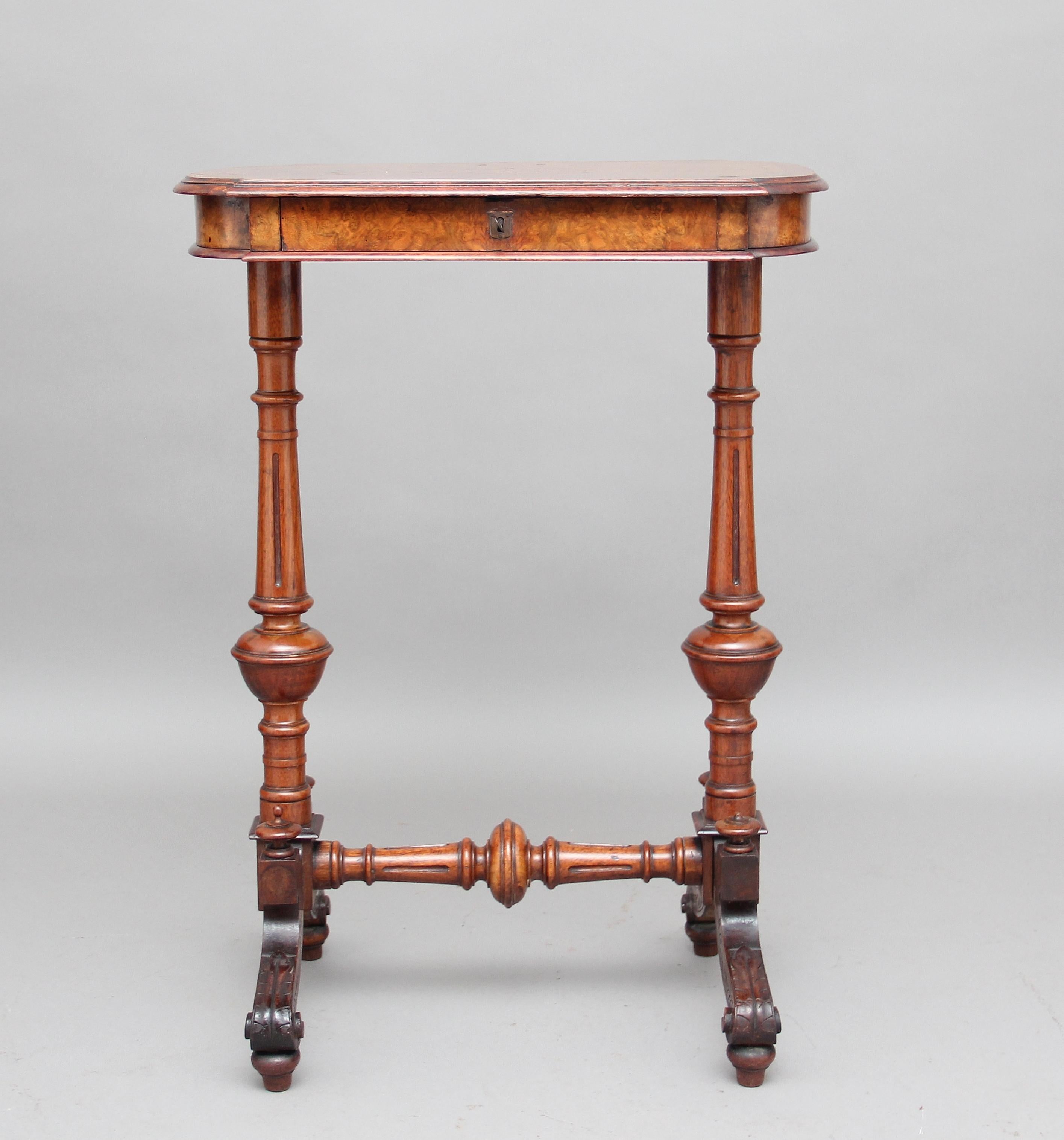 Victorian 19th Century Burr Walnut Side Table