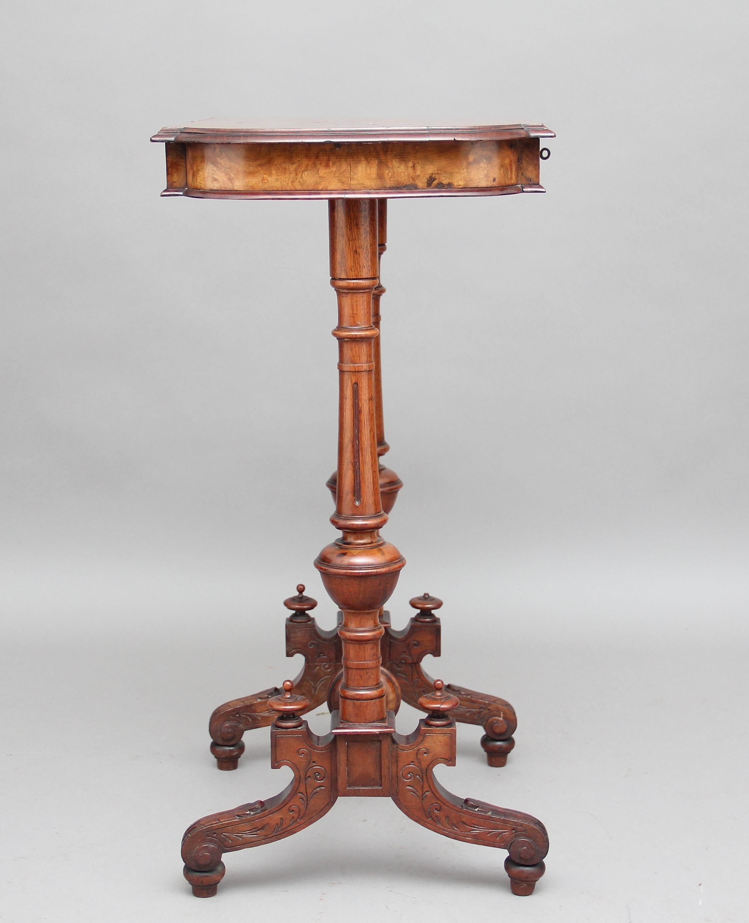 English 19th Century Burr Walnut Side Table