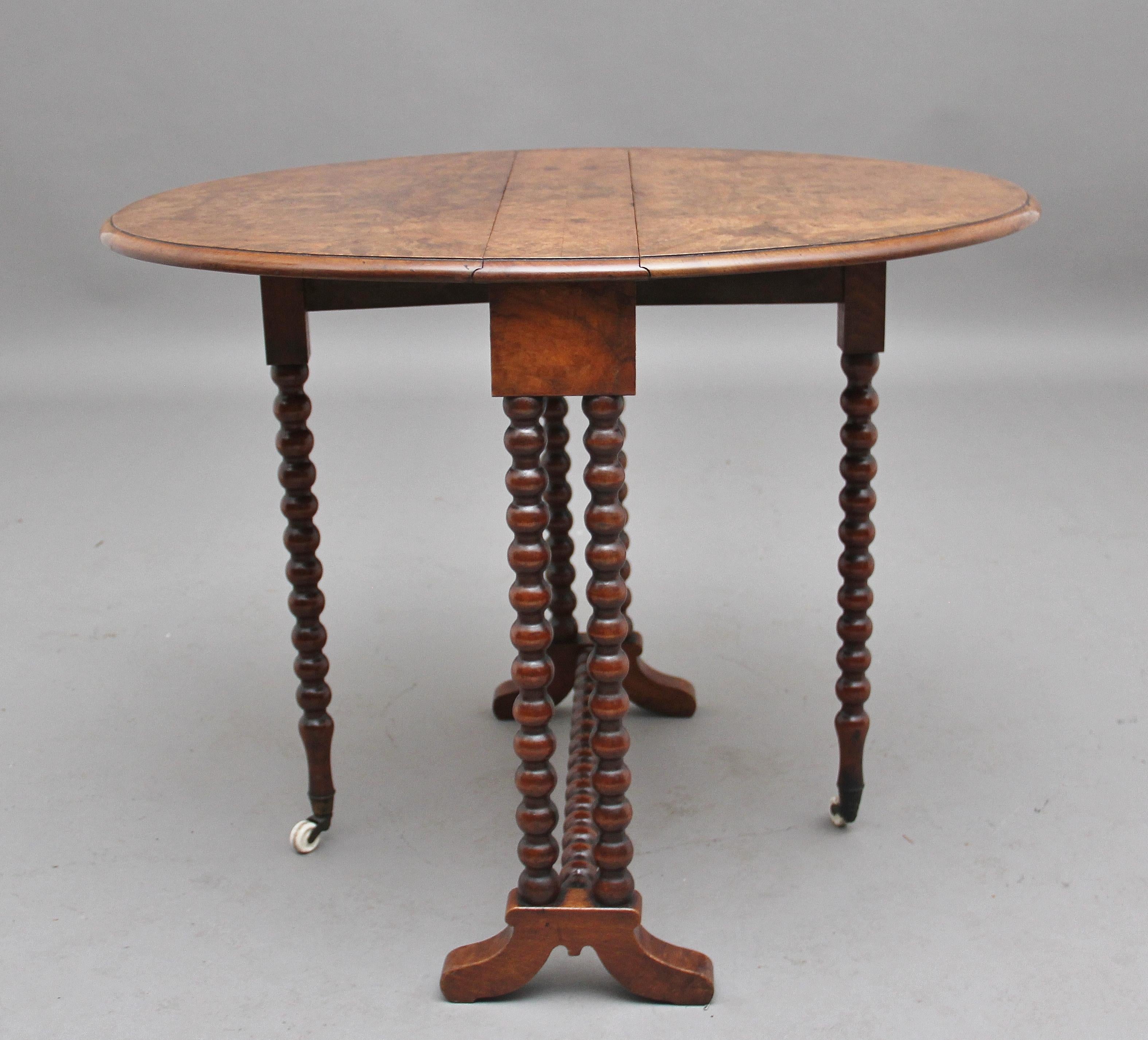 19th Century Burr Walnut Sutherland Table 1