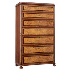 19th Century Burr Walnut Tall Chest of Drawers