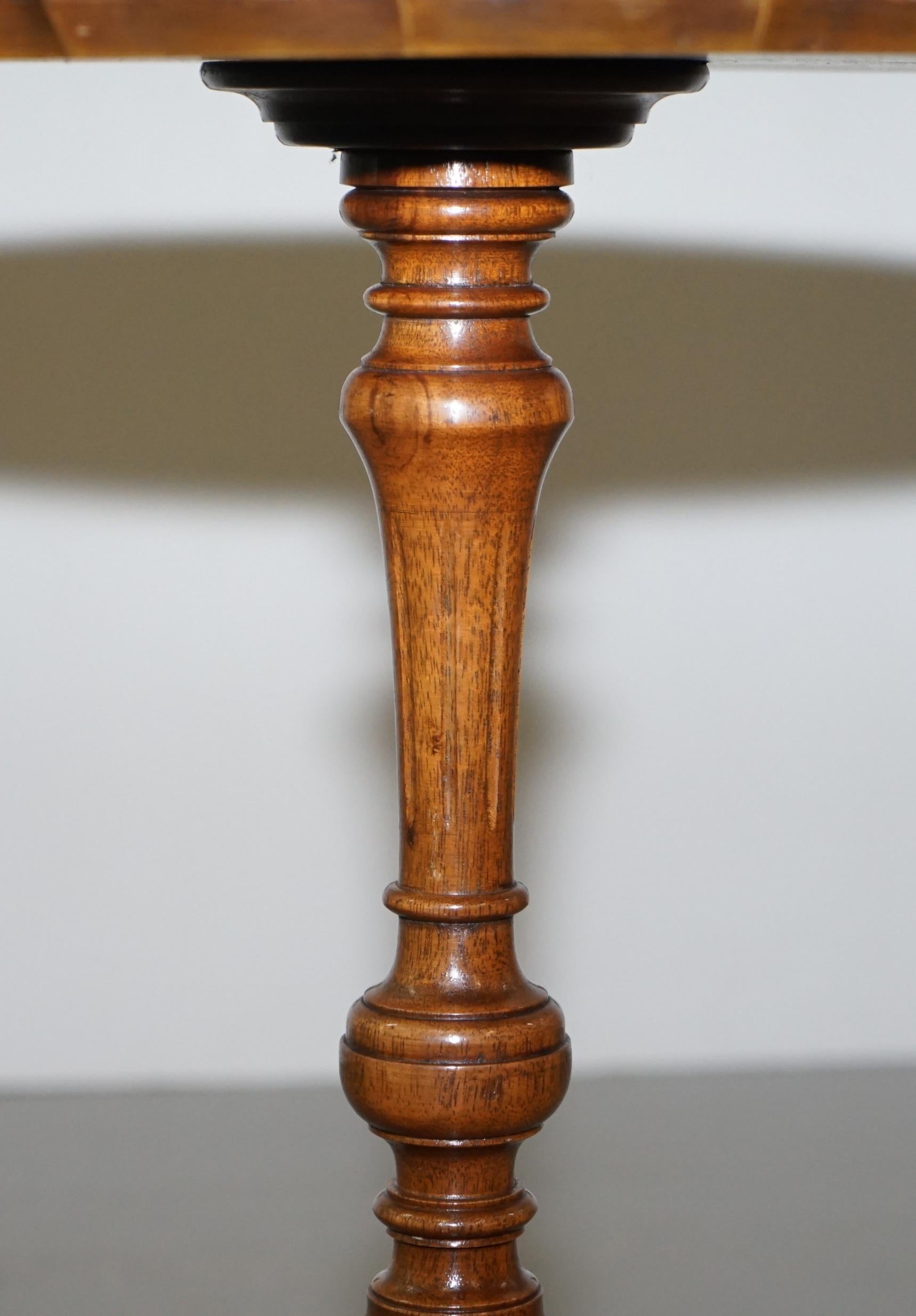 19th Century Burr Walnut Tripod Side Table Victorian Ornate Carving Pie Crust For Sale 3