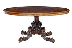 19th Century burr walnut Victorian marquetry tilt top table