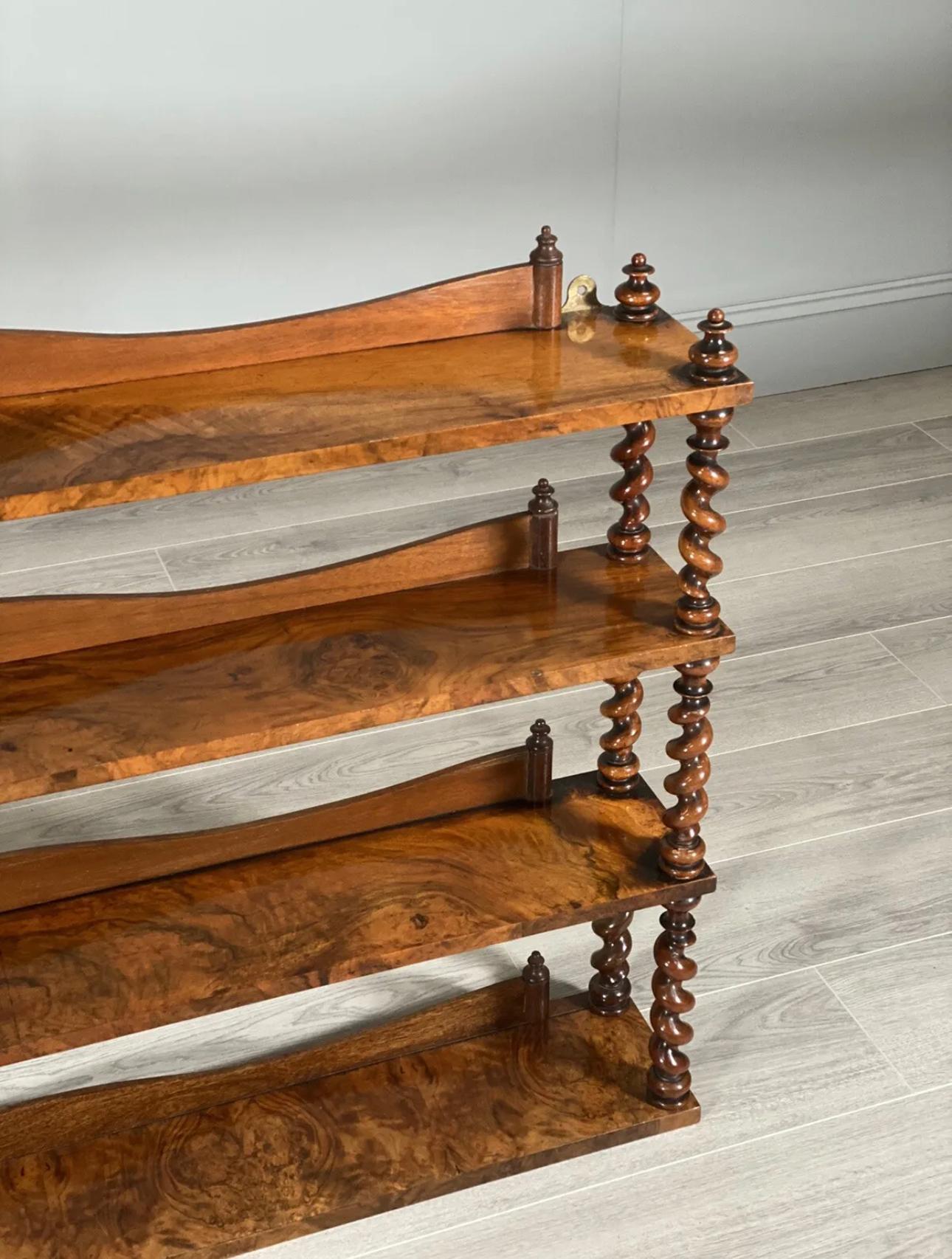 19th Century Burr Walnut Wall Hanging Shelves For Sale 2