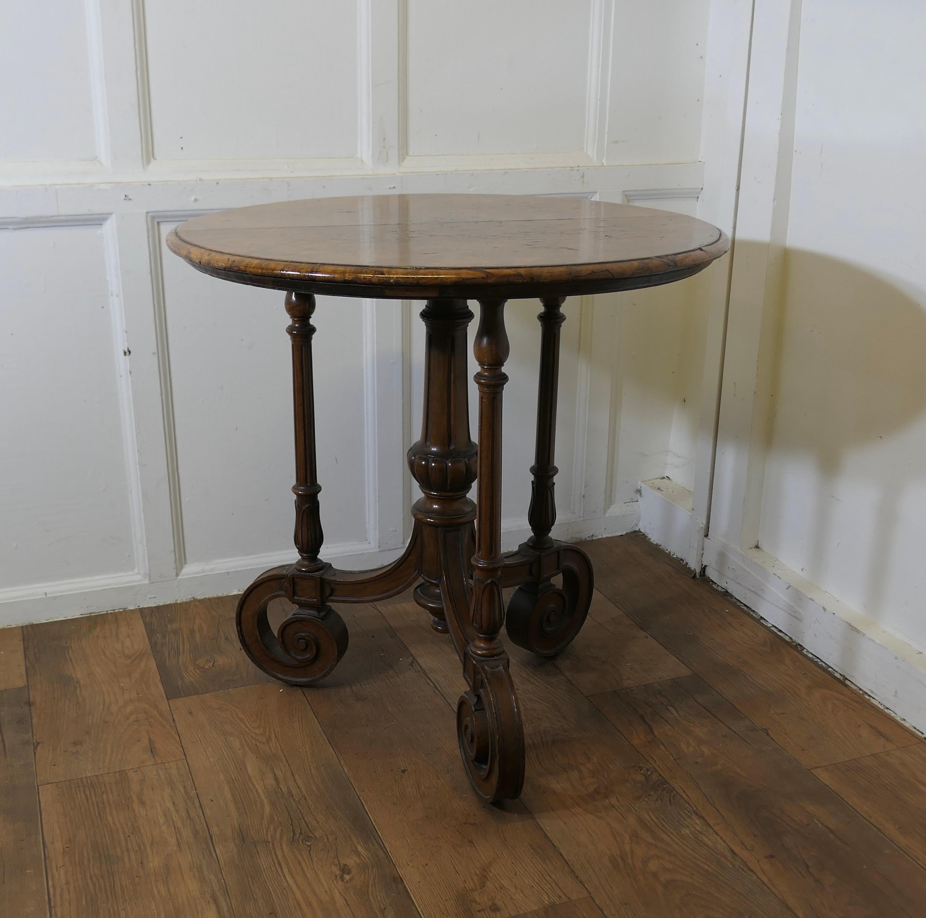Victorian 19th Century Burr Walnut Wine Table For Sale