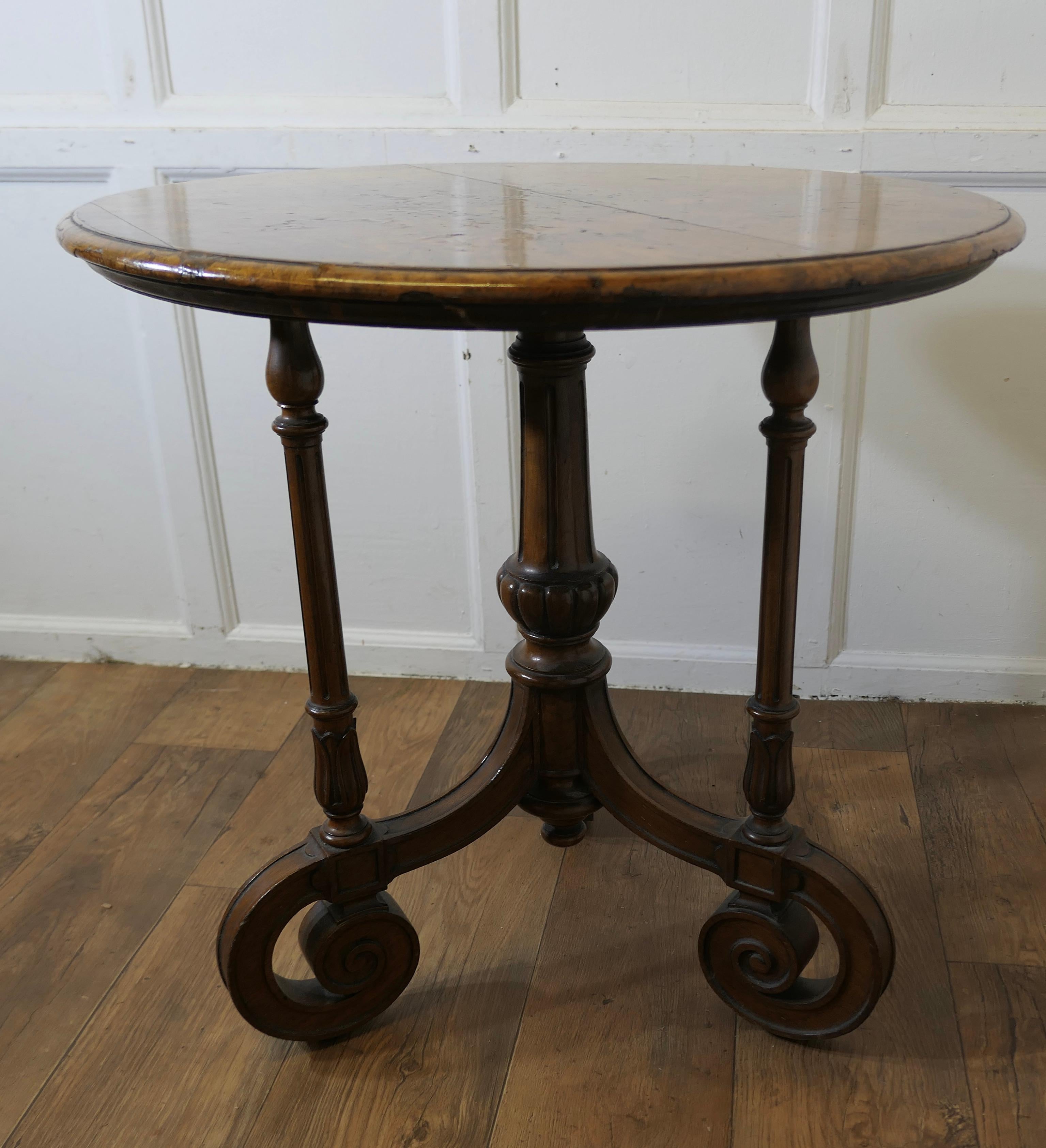 19th Century Burr Walnut Wine Table For Sale 3