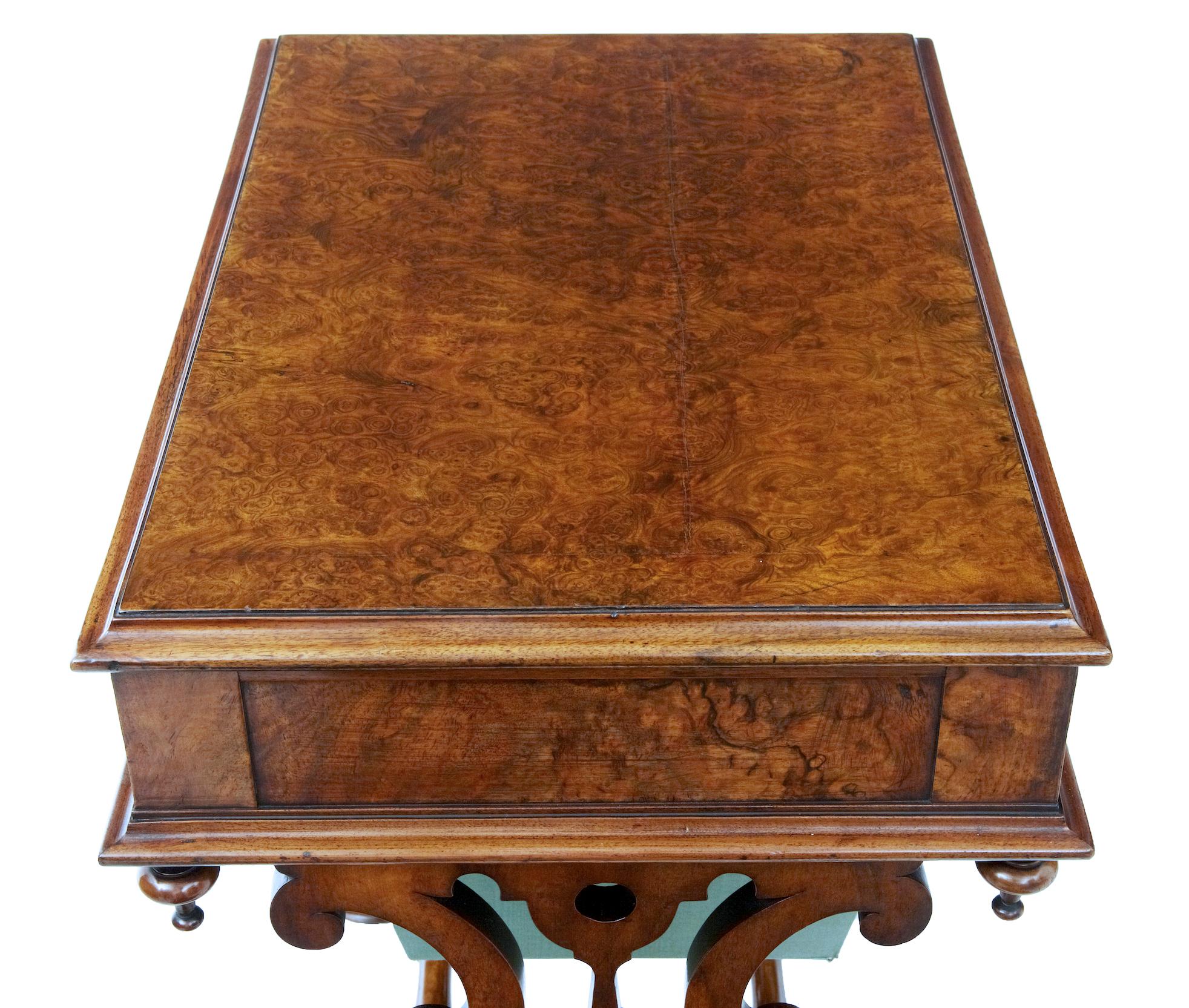 19th Century Burr Walnut Work Occasional Table In Good Condition In Debenham, Suffolk