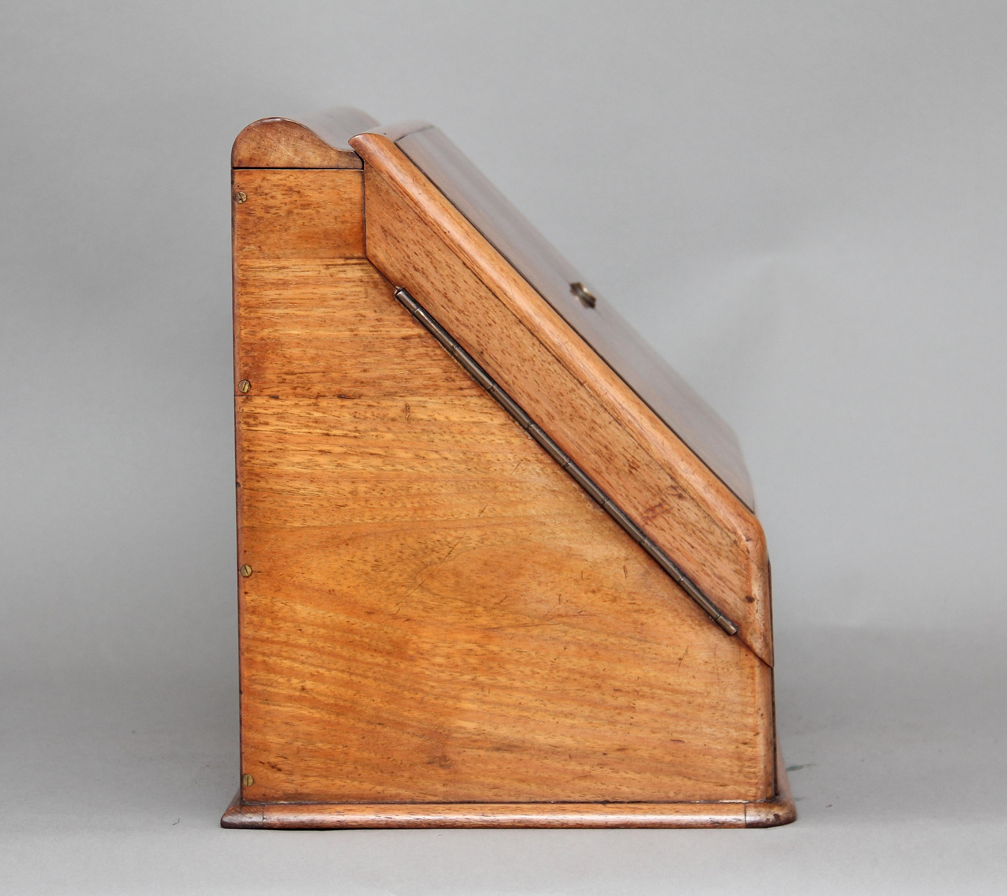 English 19th Century Burr Walnut Writing Slope