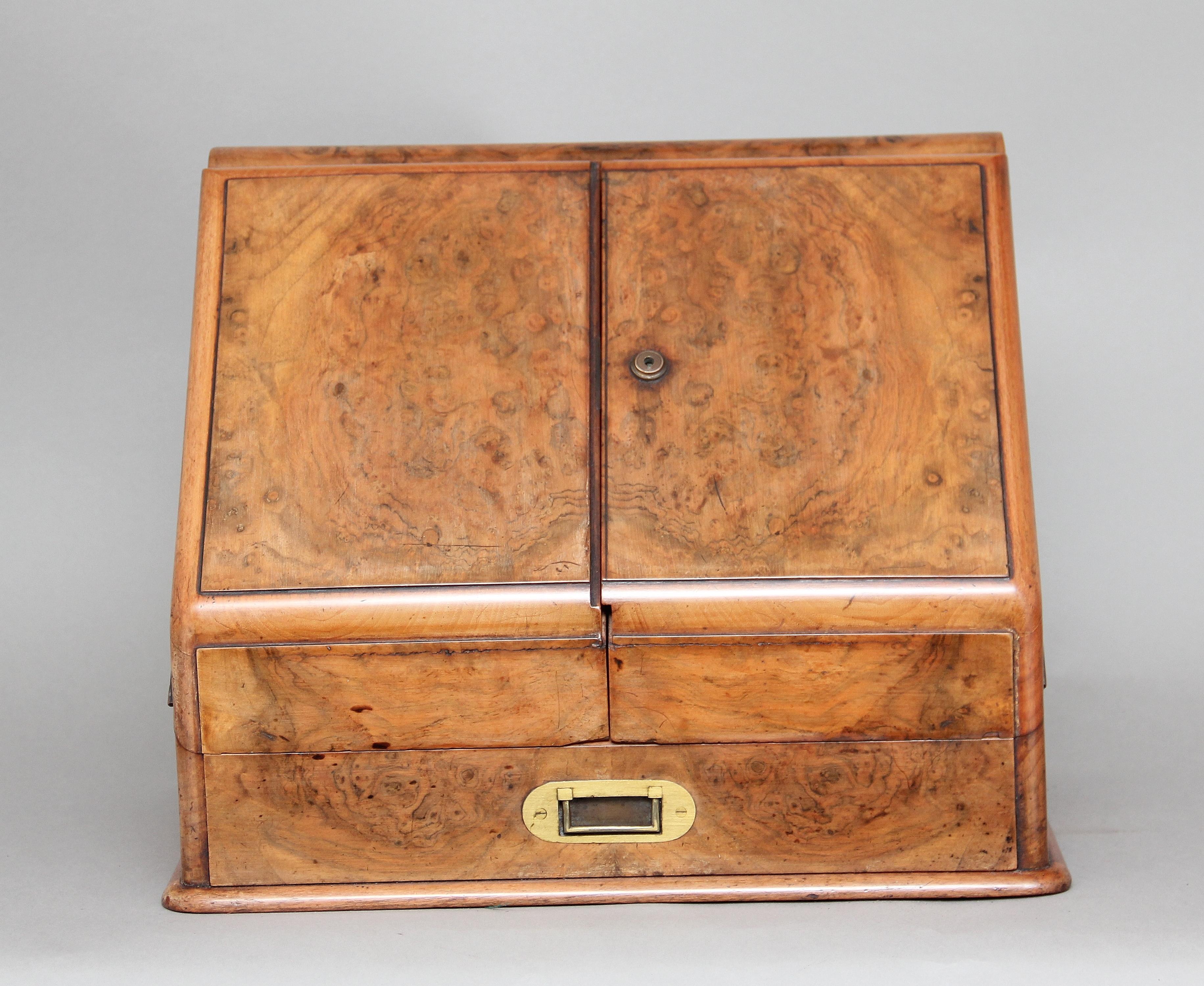 19th Century Burr Walnut Writing Slope 1