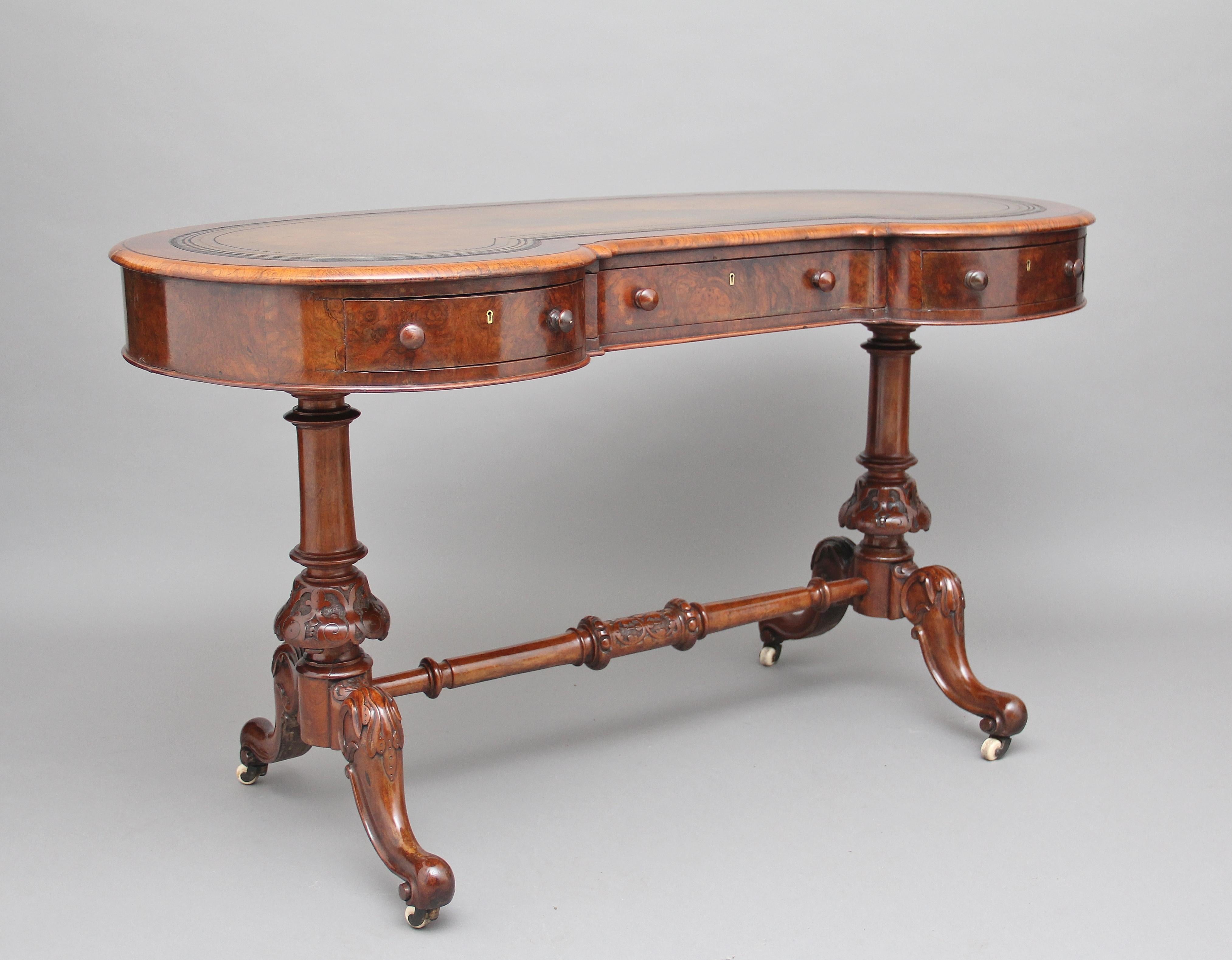 Early Victorian 19th Century Burr Walnut Writing Table