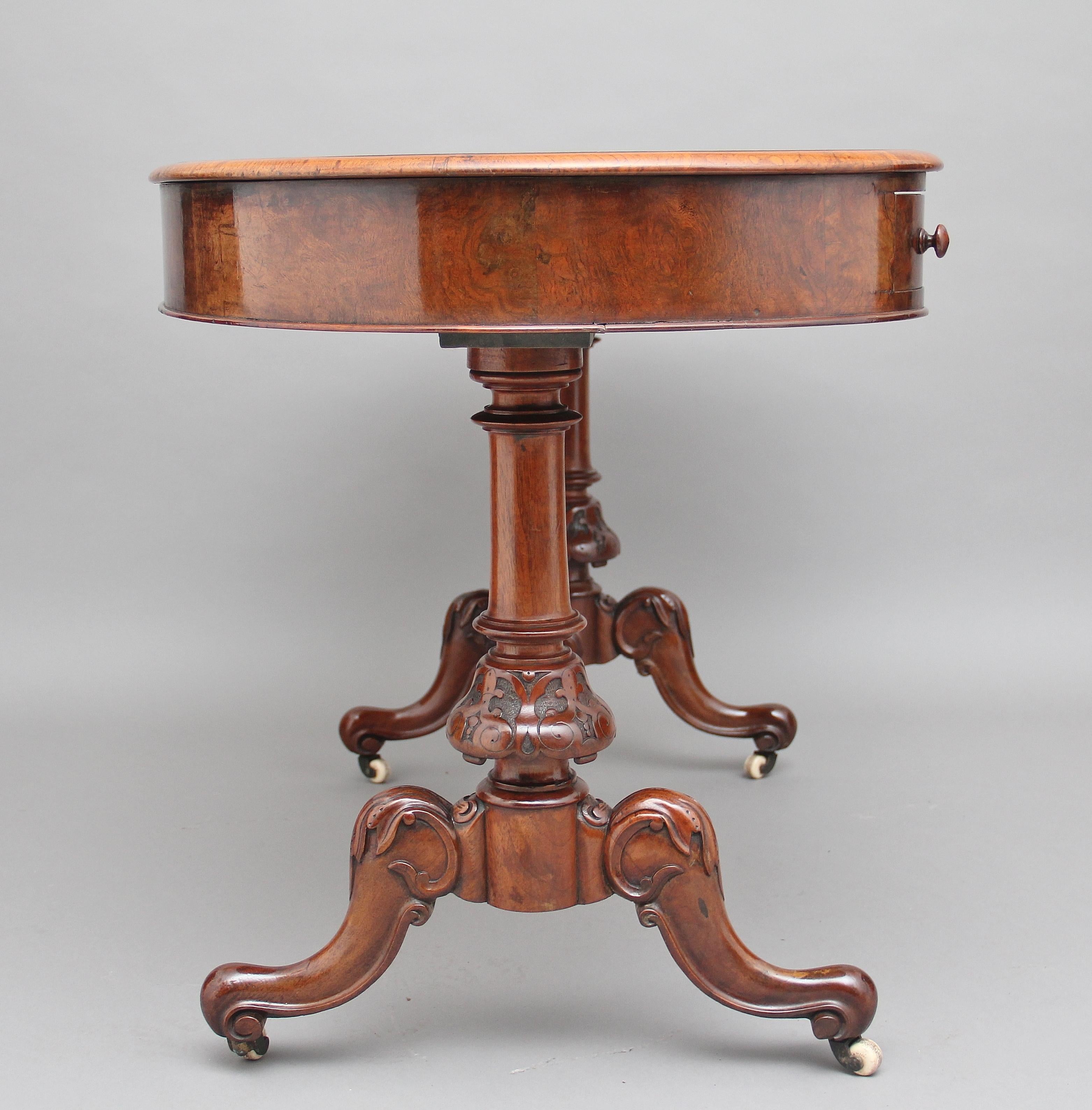 English 19th Century Burr Walnut Writing Table