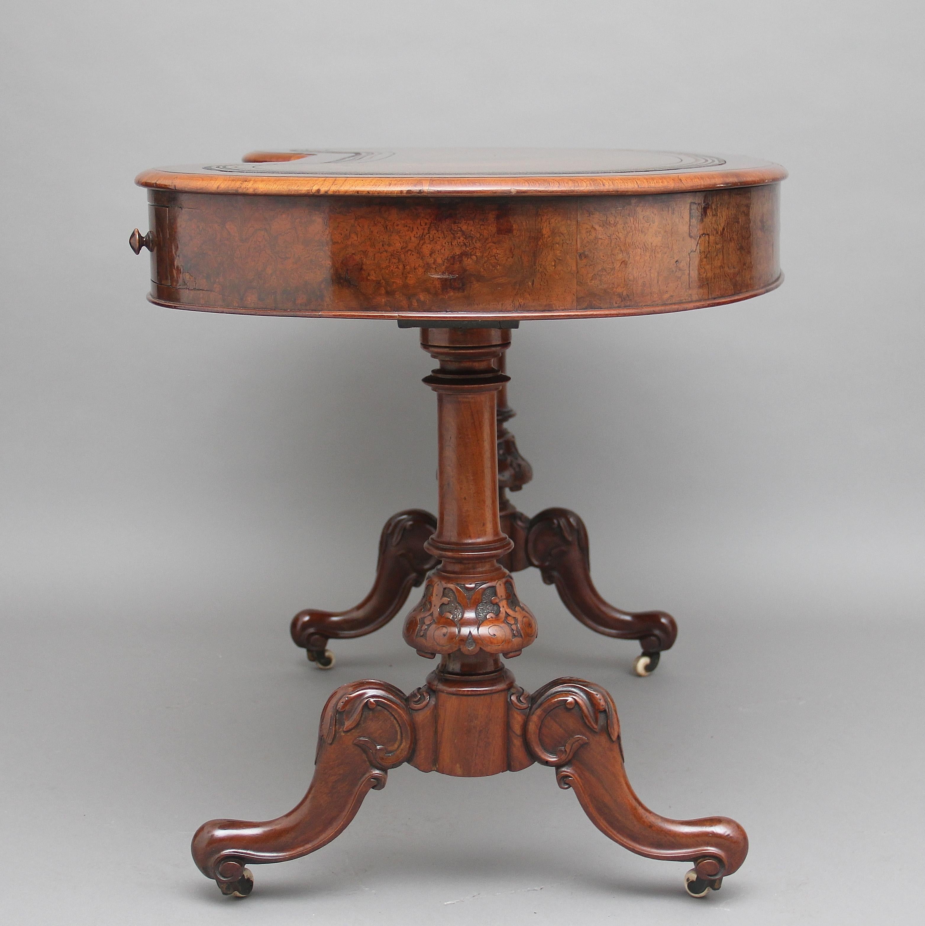 Mid-19th Century 19th Century Burr Walnut Writing Table