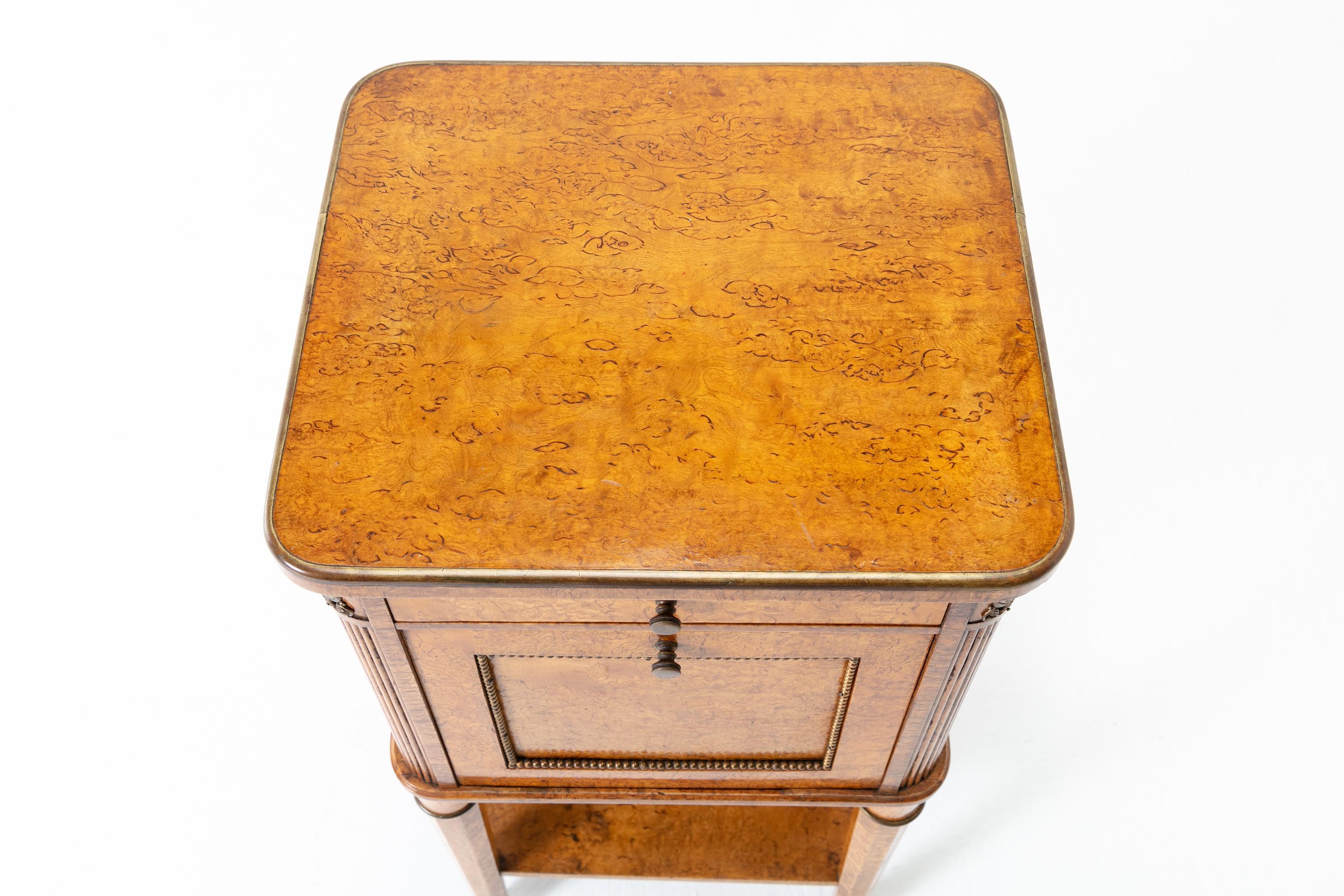 19th Century Burr Wood Bedside Cupboard For Sale 2