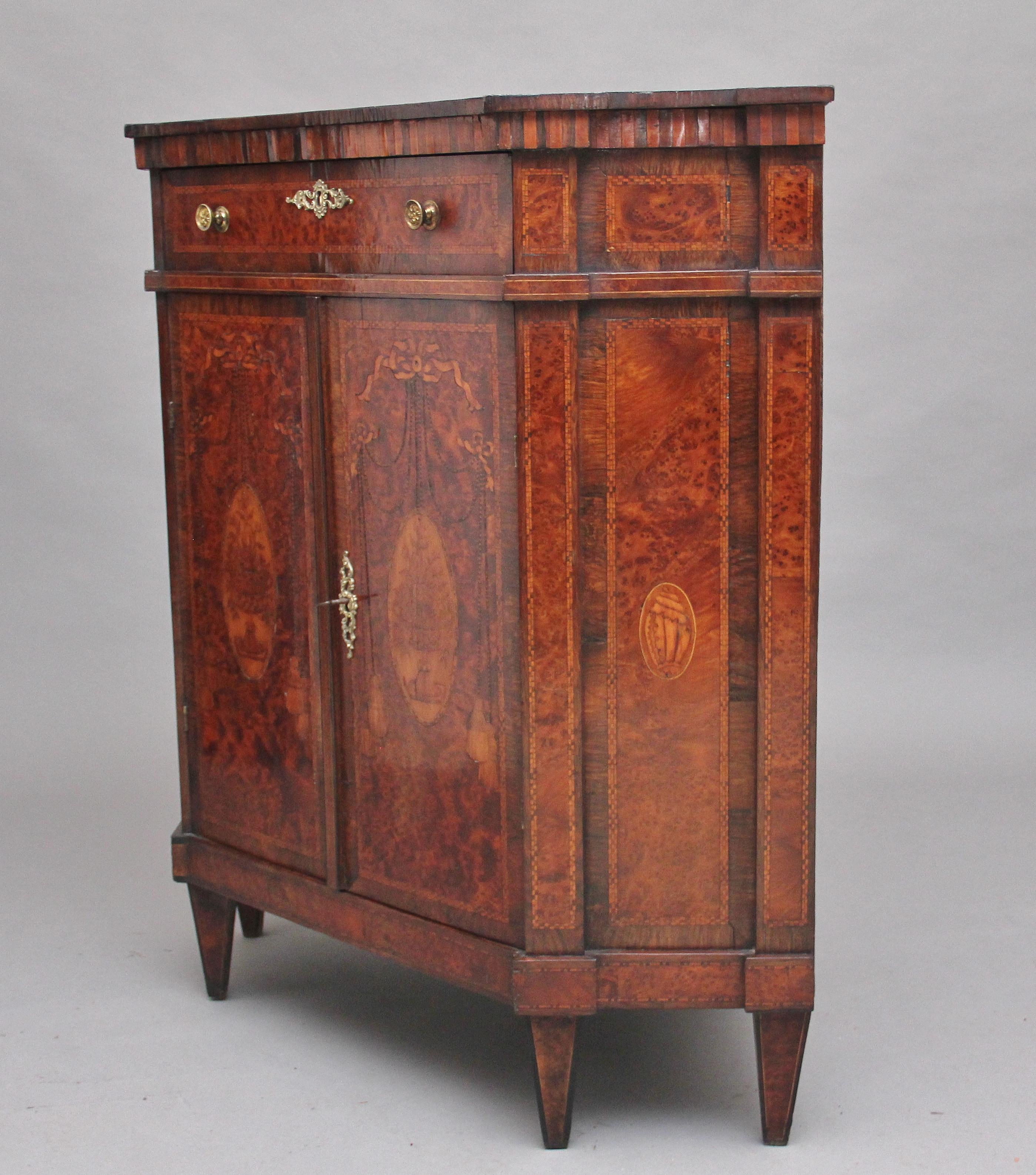 19th Century Burr Yew Wood and Inlaid Corner Cabinet 4