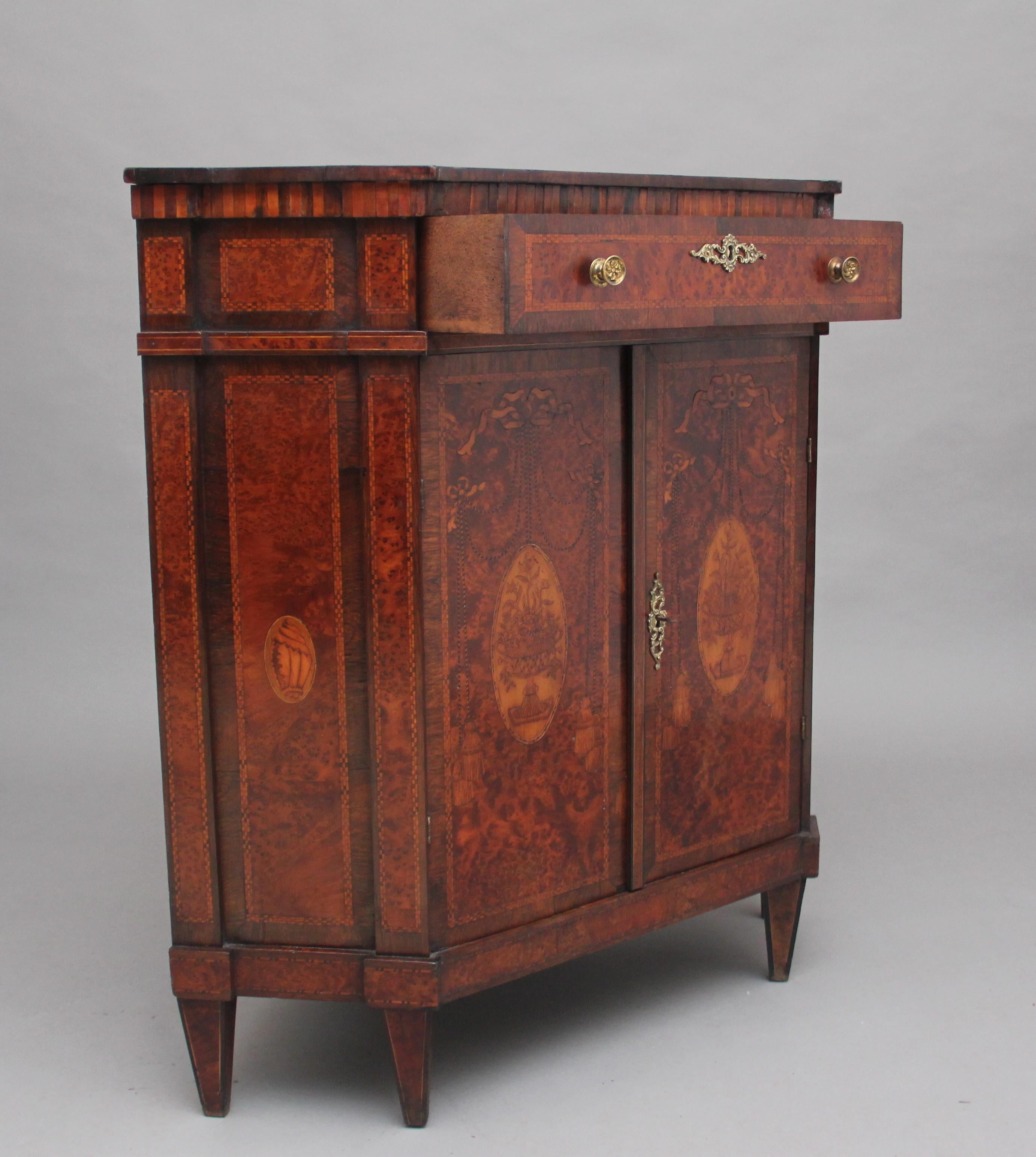 Mid-19th Century 19th Century Burr Yew Wood and Inlaid Corner Cabinet