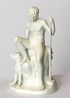 19th Century Buscuit Porcelain Sculpture, Young Shepard, after Thorvaldsen