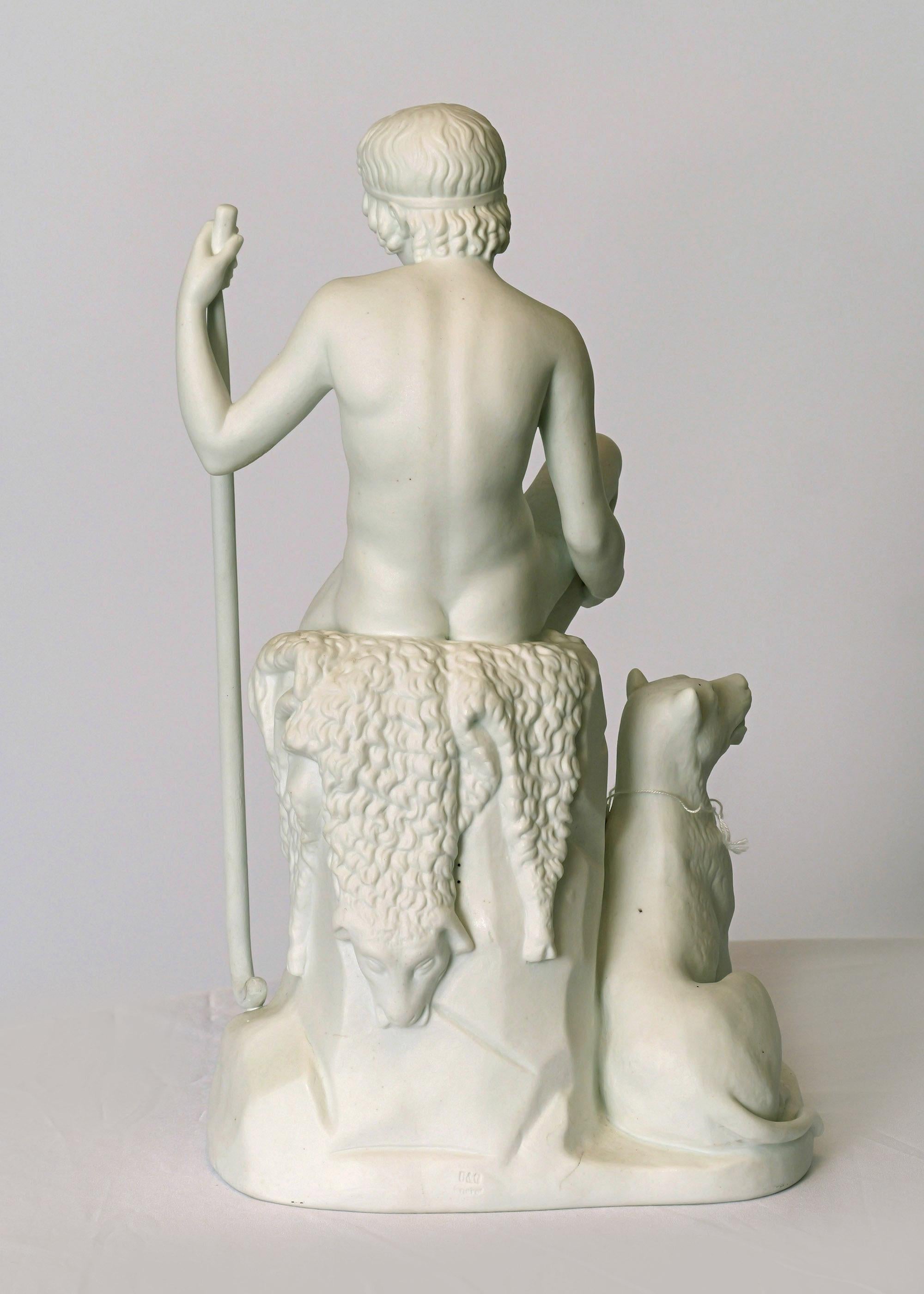 Sculpture en porcelaine de Buscuit du XIXe siècle, Jeune berger, d'après Thorvaldsen Bon état - En vente à Dresden, DE