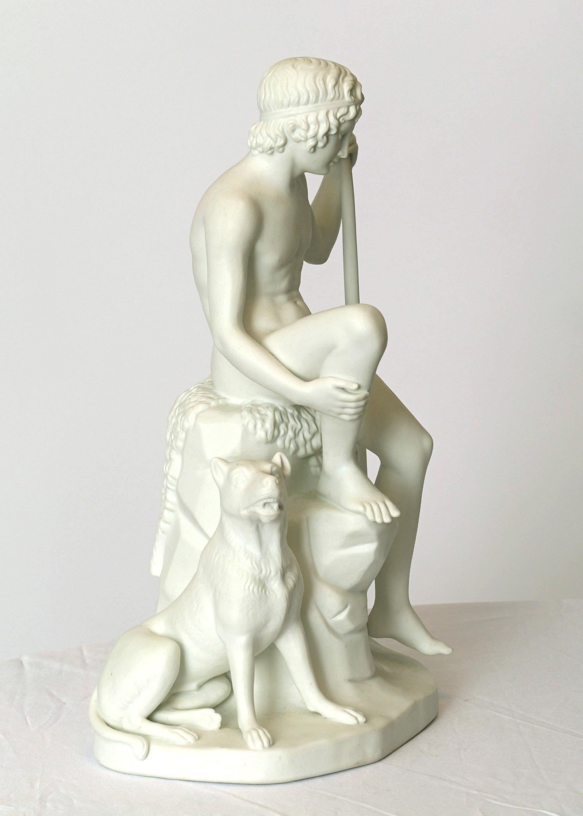 Sculpture en porcelaine de Buscuit du XIXe siècle, Jeune berger, d'après Thorvaldsen en vente 1