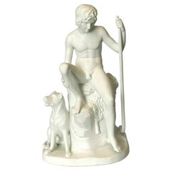 Sculpture en porcelaine de Buscuit du XIXe siècle, Jeune berger, d
après Thorvaldsen