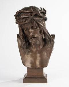 19th Century Bust - Eugène Marioton - Bronze - Christ with Crown of Thorns