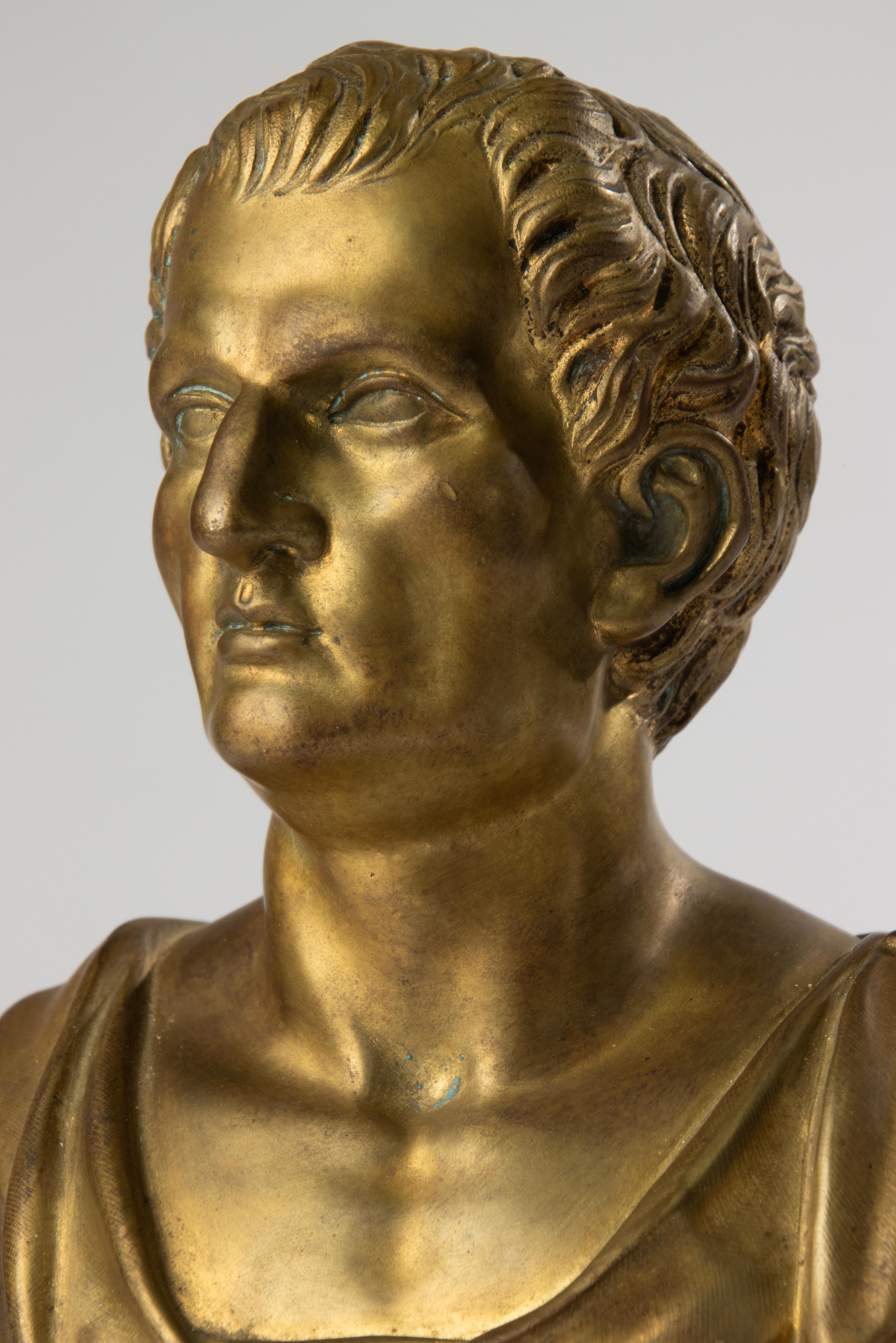 19. Jahrhundert Büste - F. Aulde - Vergoldete Bronze - César im Angebot 3