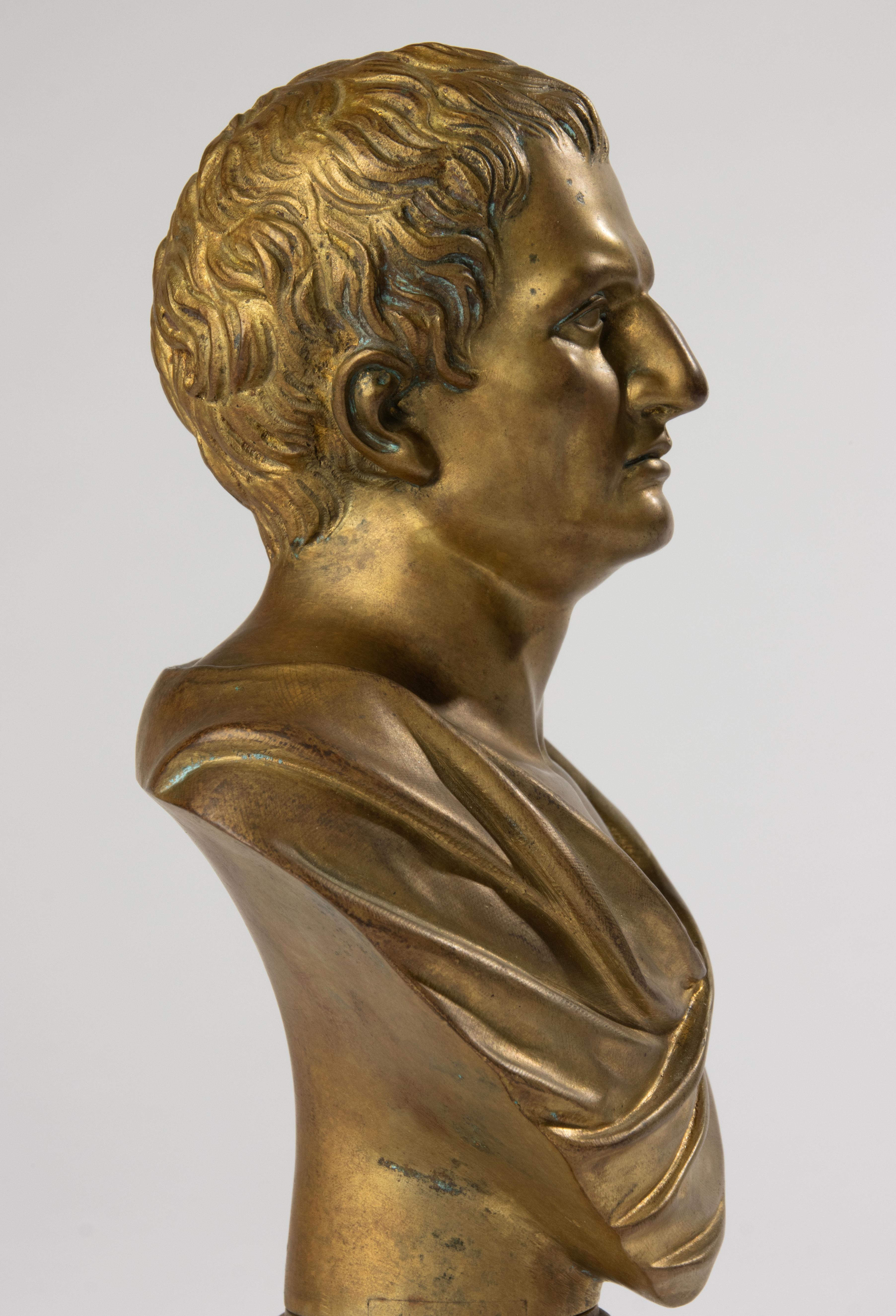 19. Jahrhundert Büste - F. Aulde - Vergoldete Bronze - César im Angebot 4