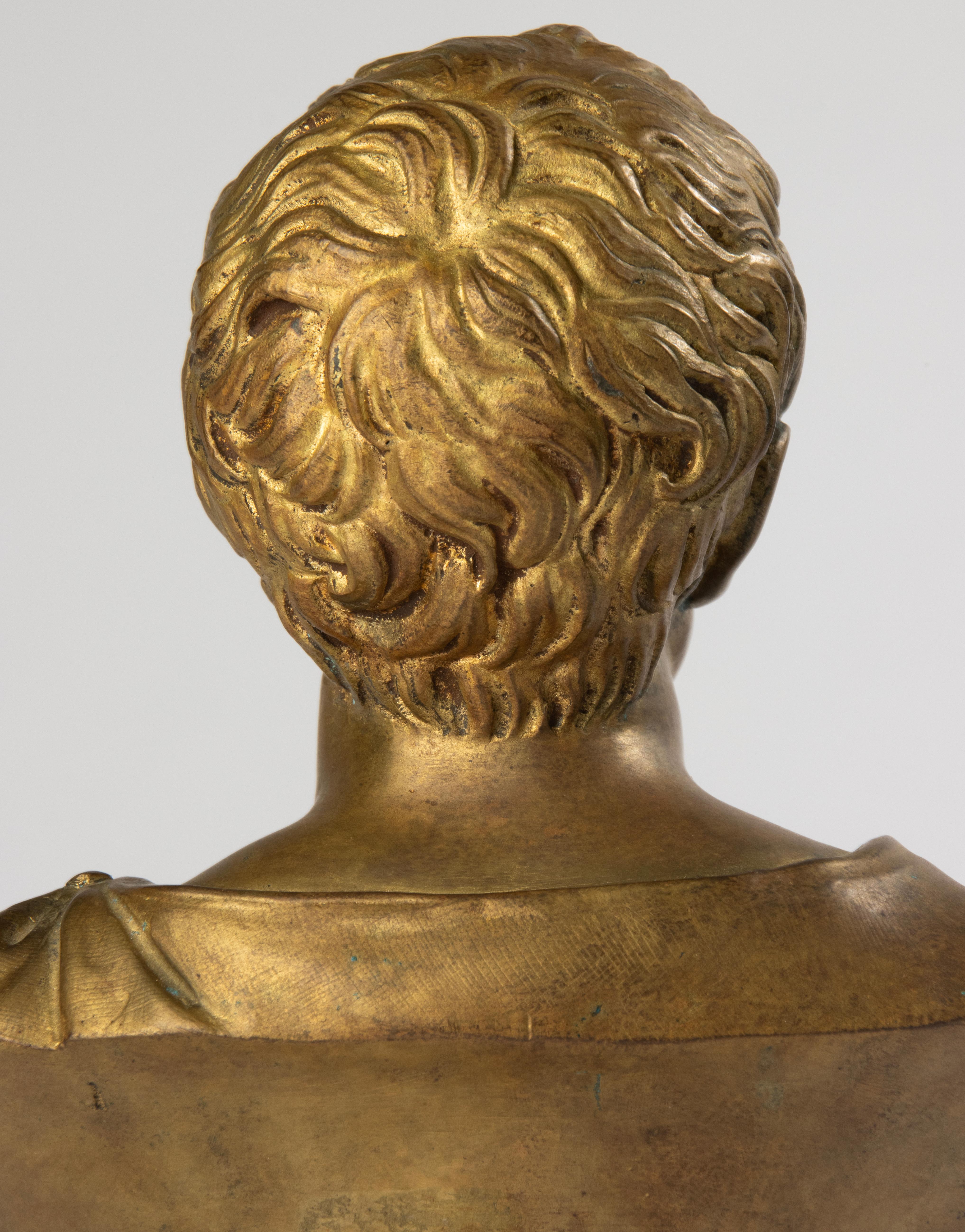 19. Jahrhundert Büste - F. Aulde - Vergoldete Bronze - César im Angebot 5