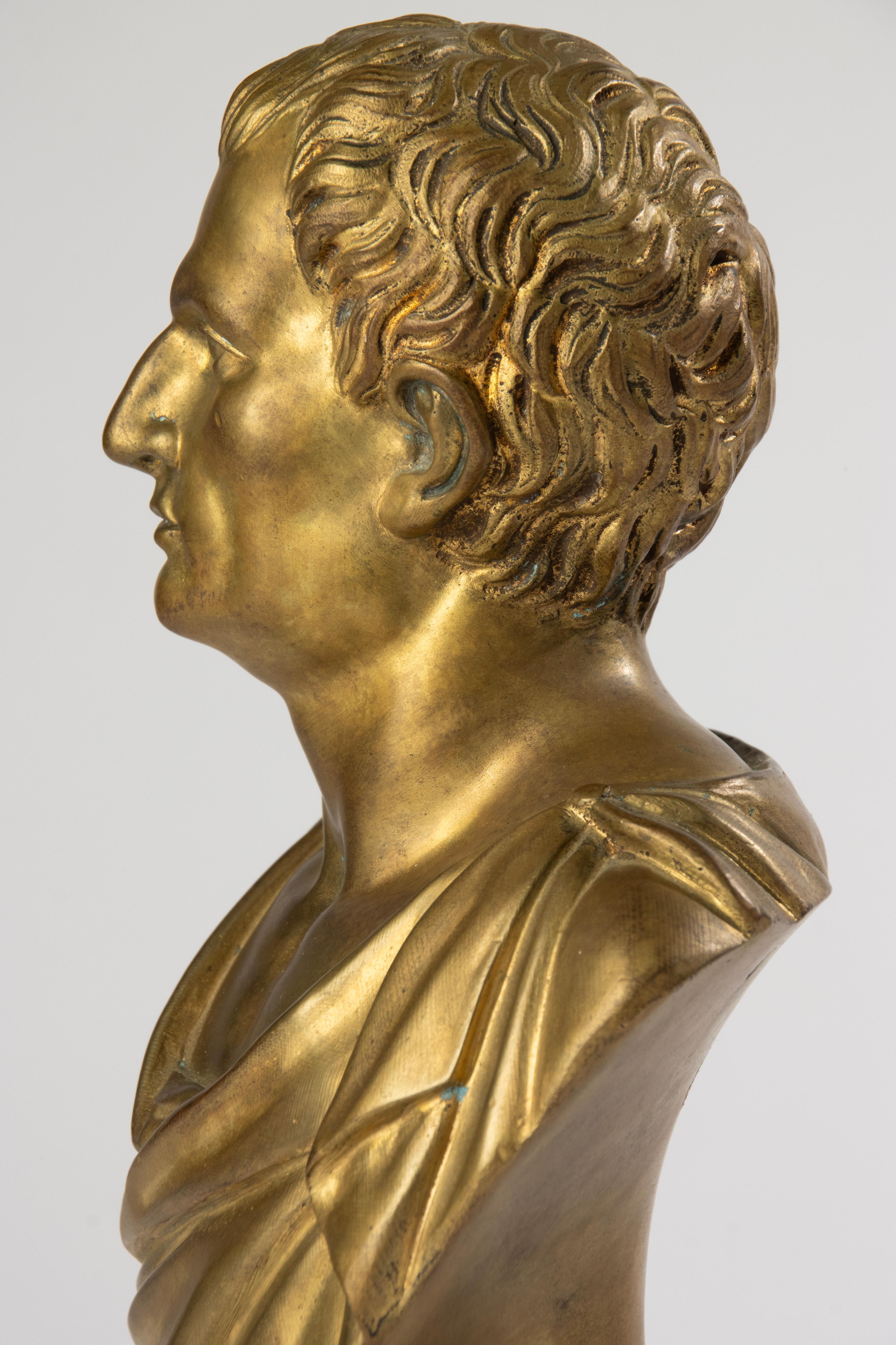 19. Jahrhundert Büste - F. Aulde - Vergoldete Bronze - César im Angebot 6