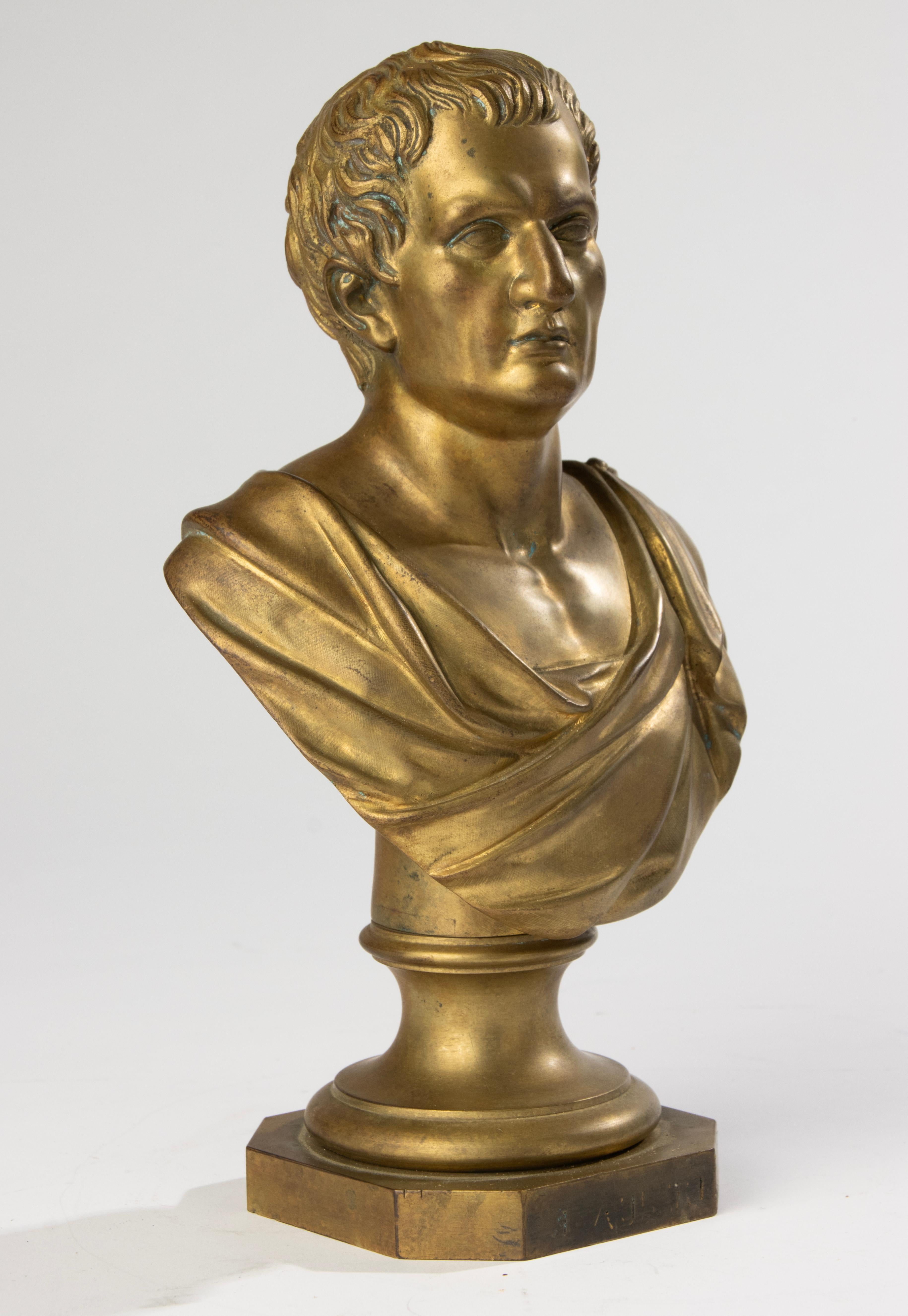 19. Jahrhundert Büste - F. Aulde - Vergoldete Bronze - César (Handgefertigt) im Angebot
