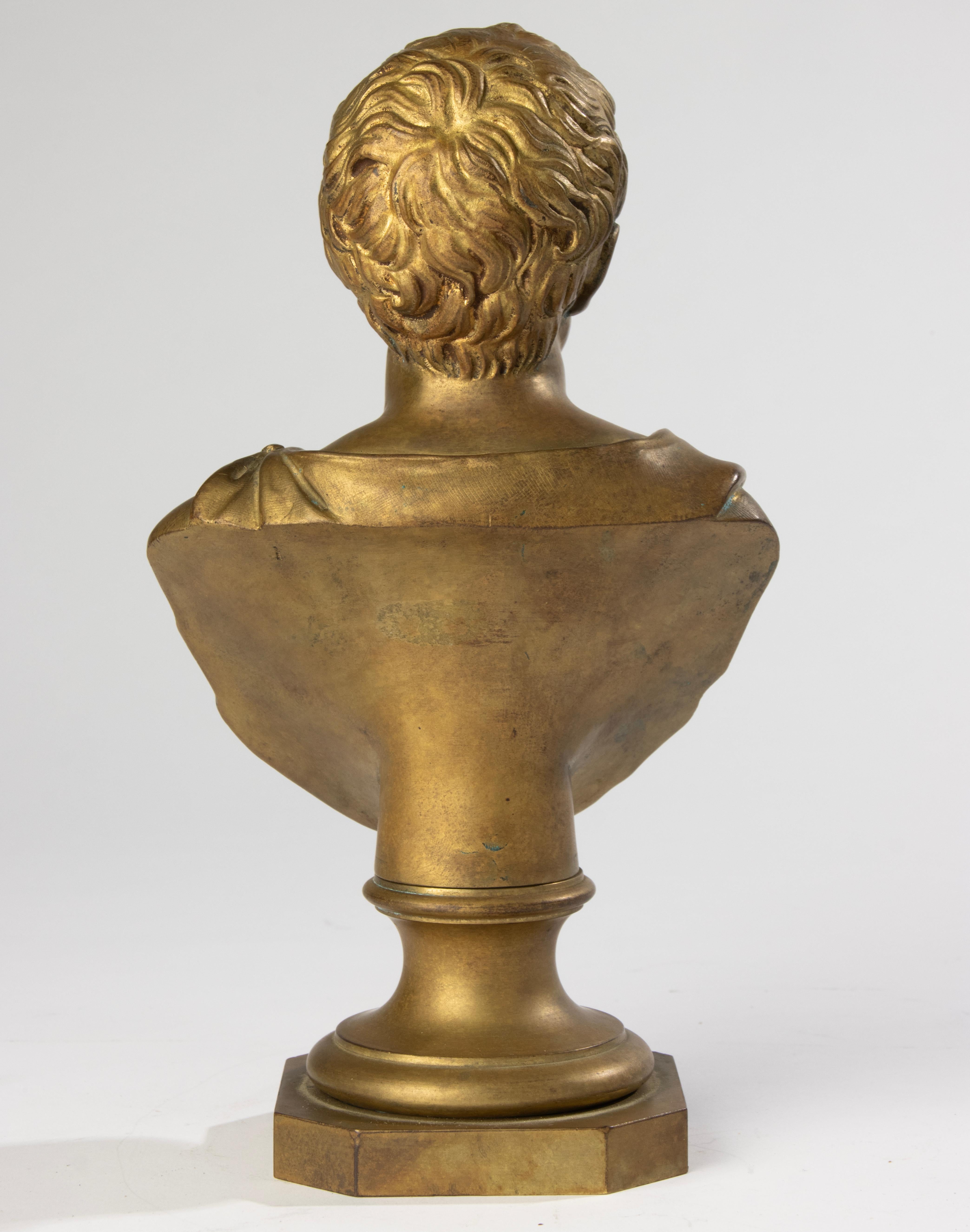 19. Jahrhundert Büste - F. Aulde - Vergoldete Bronze - César im Angebot 2