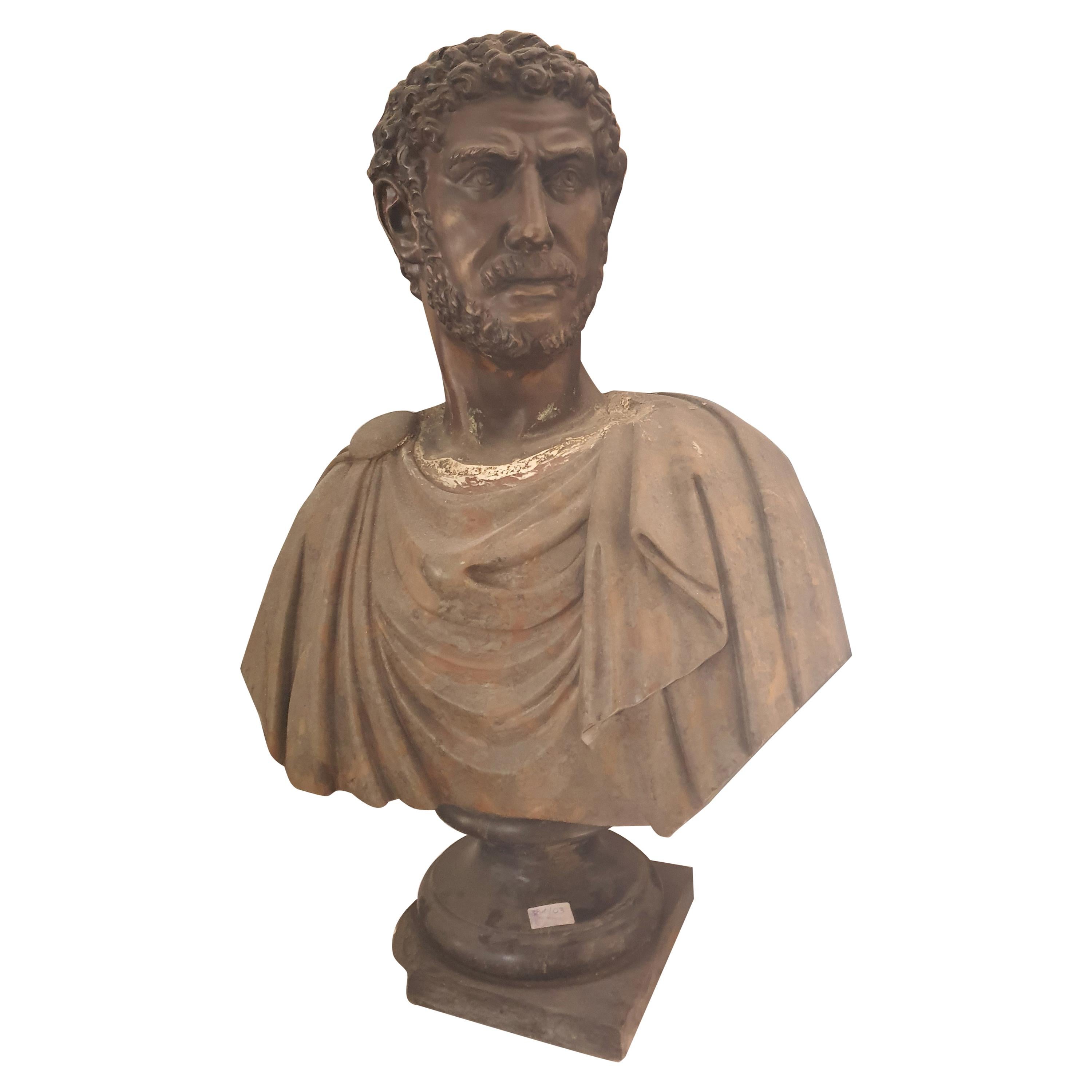 19th Century Bust in Marble and Bronze Finely Carved and Chiseled