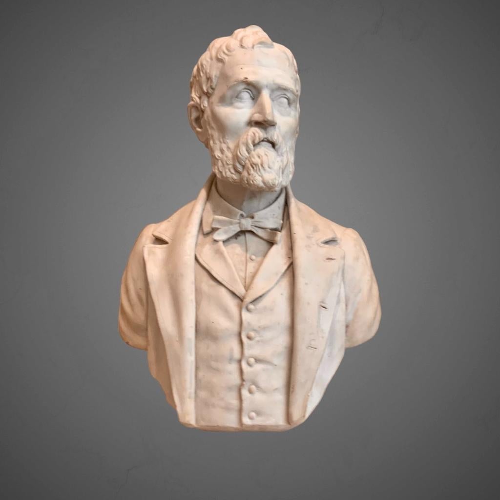 19th Century Bust of an Aristocrat in Marble by Joseph Vallet (1841-1920)  For Sale 2