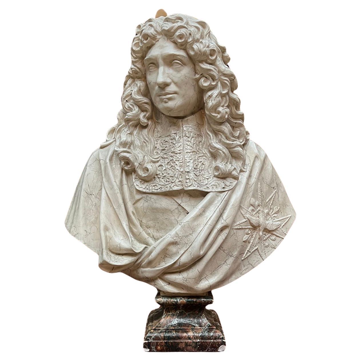 19th Century Bust of Jean-Baptiste Colbert after Coysevox For Sale