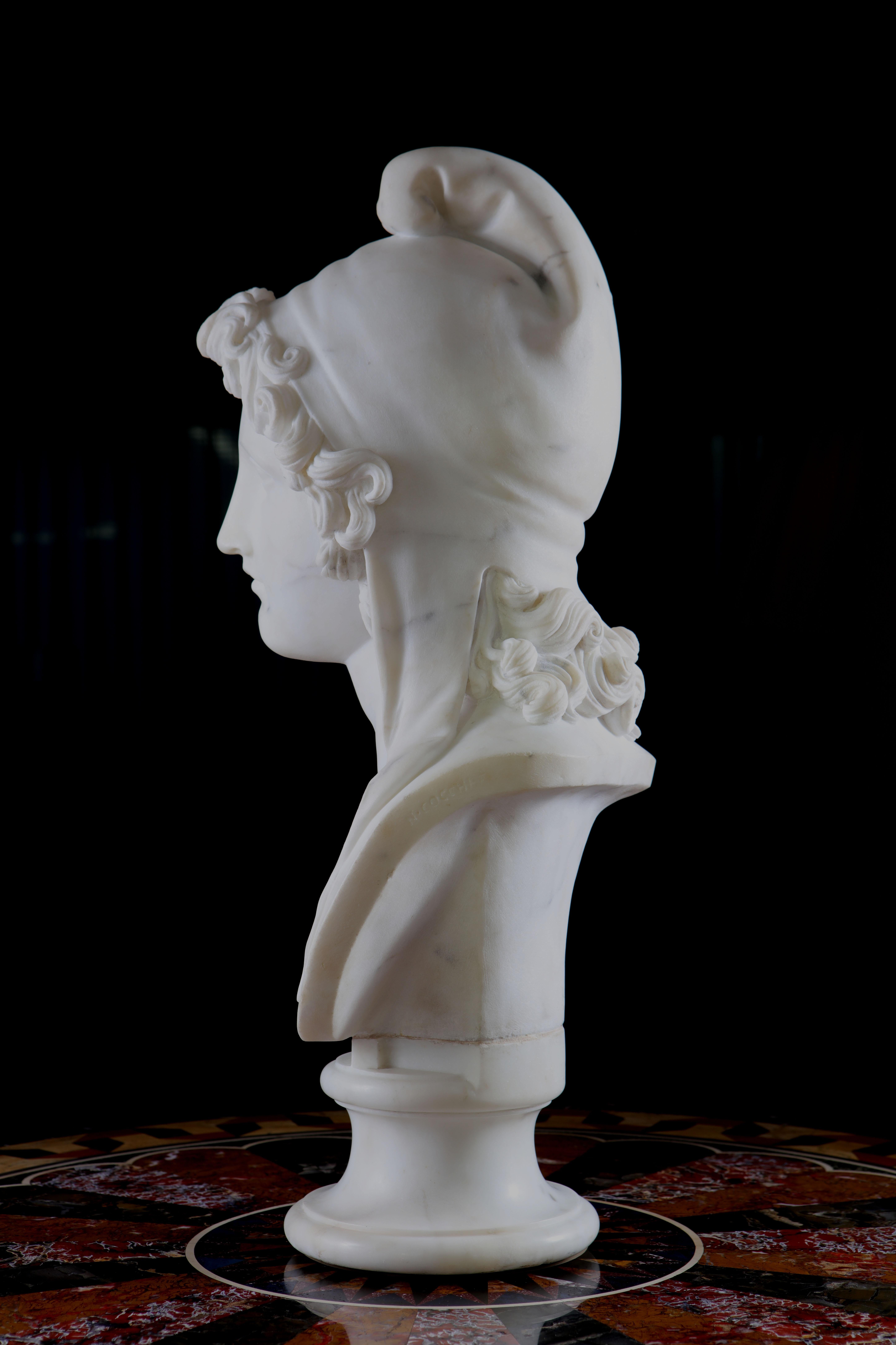 Carrara Marble 19th Century Bust Of Paris For Sale