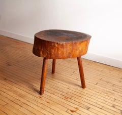 19th Century Butcher Block Side Table, American