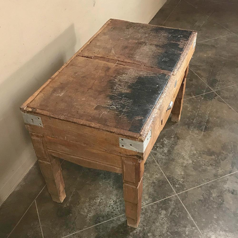 Hand-Crafted 19th Century Butcher Block Table