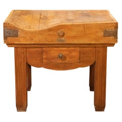 Table en bloc de boucher du 19ème siècle