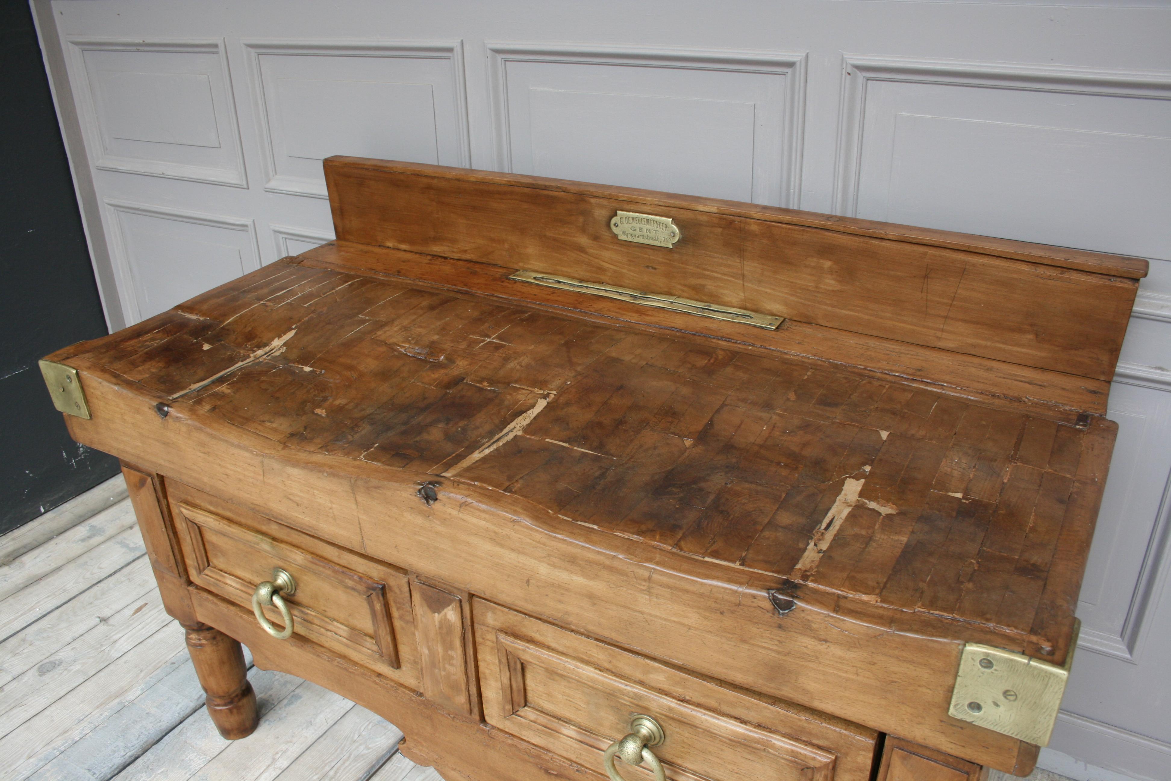 19th Century Butcher Block Table from Belgium 5